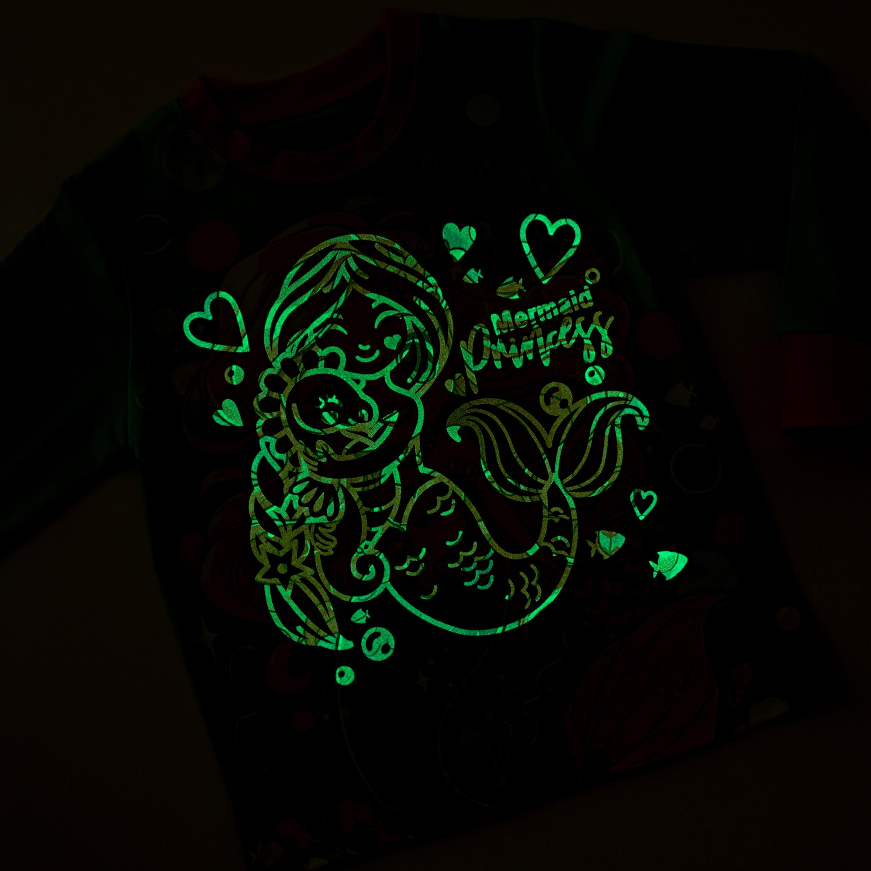 Babyqlo Magical Mermaid Glow-In-The-Dark Cotton Pyjama Set-girls-clothing-nightwear-image-5
