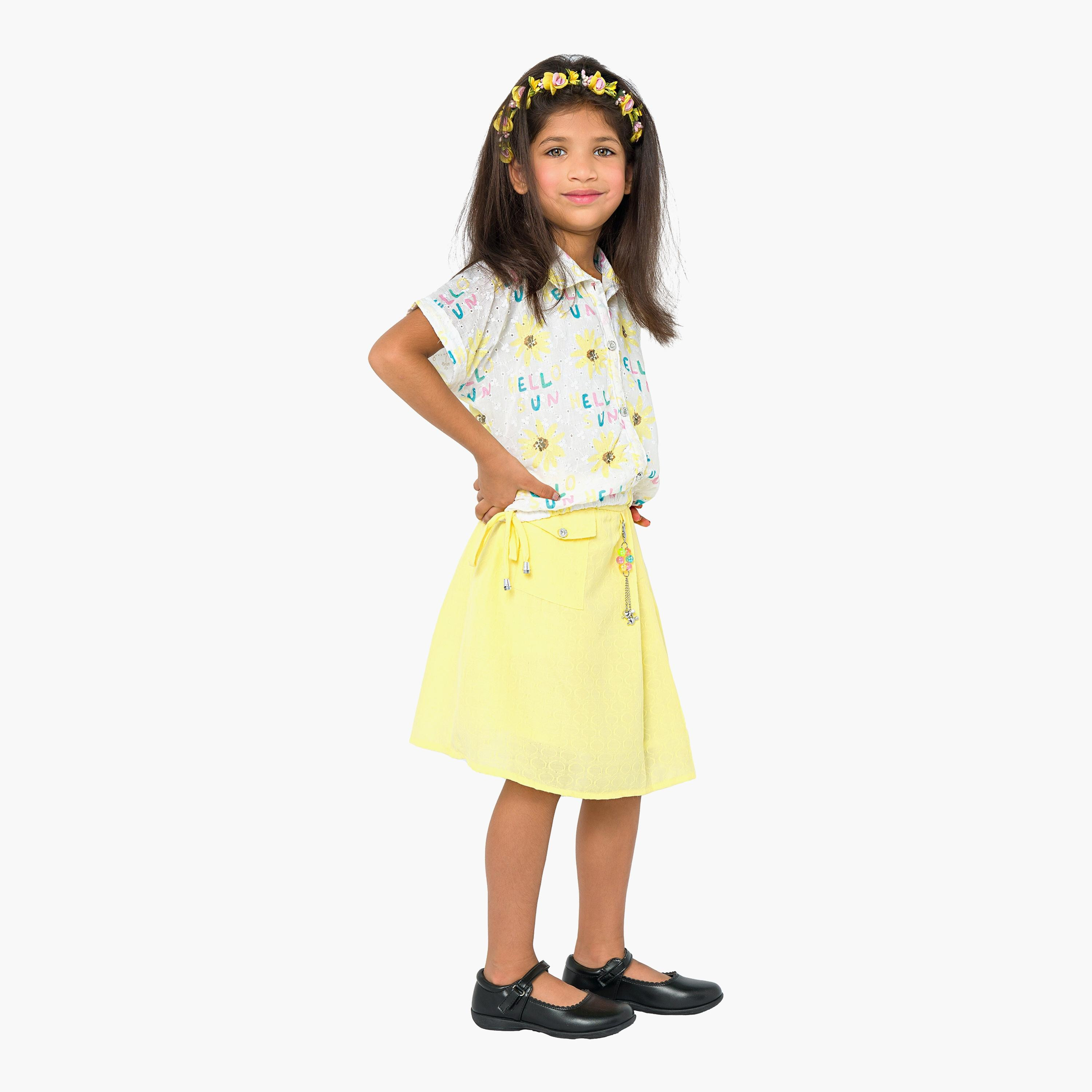 Babyqlo 2-Piece Printed Short Sleeves Shirt with Skirt-girls-clothing-setsandcoords-image-3