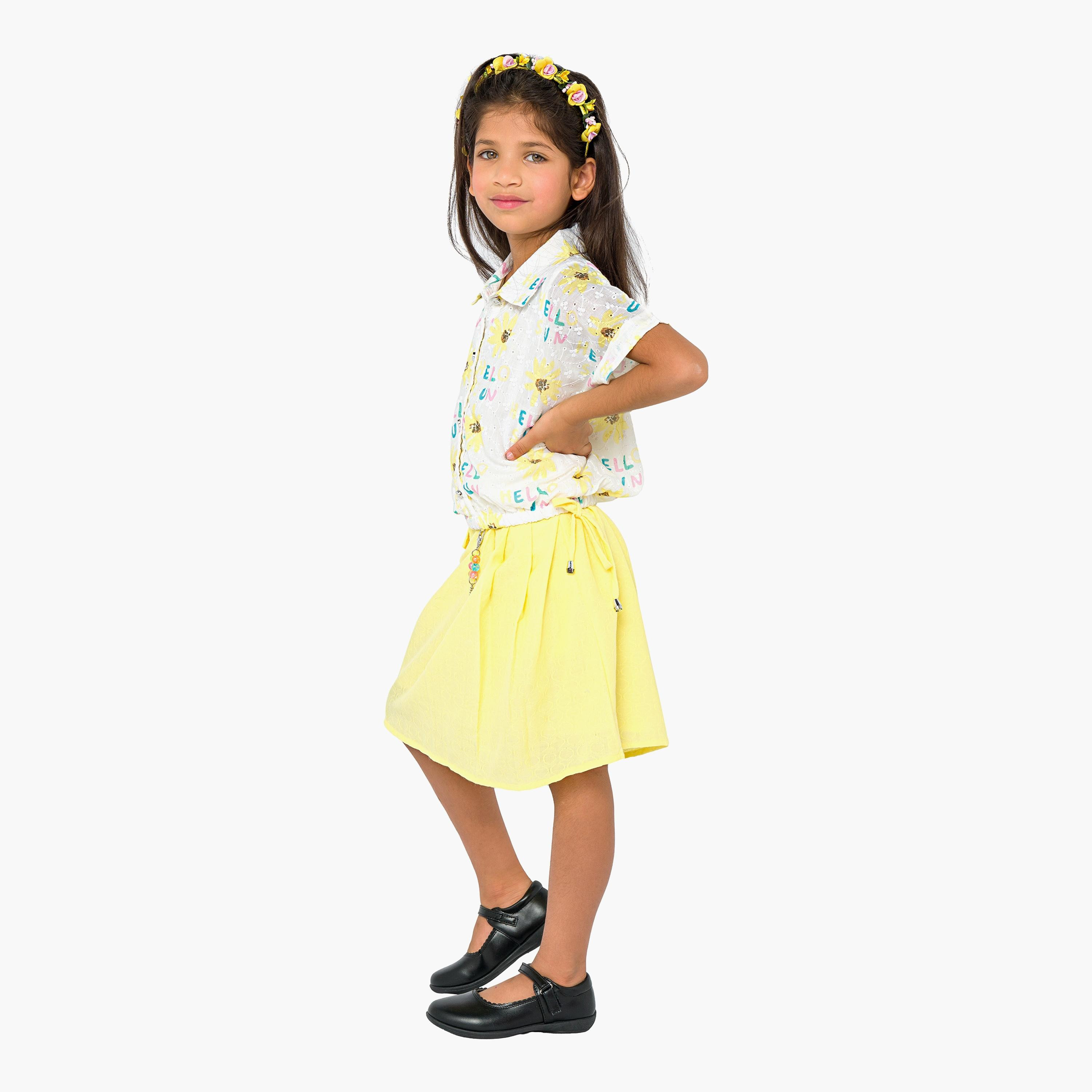 Babyqlo 2-Piece Printed Short Sleeves Shirt with Skirt-girls-clothing-setsandcoords-image-4