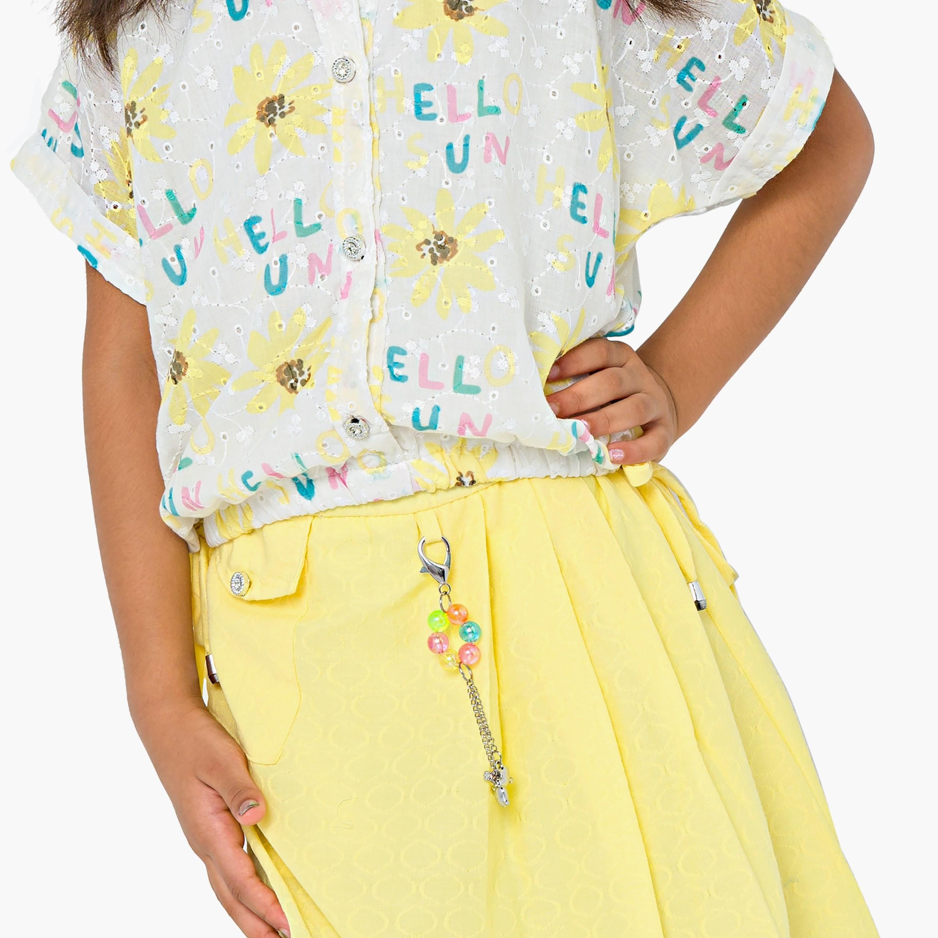 Babyqlo 2-Piece Printed Short Sleeves Shirt with Skirt-girls-clothing-setsandcoords-image-5