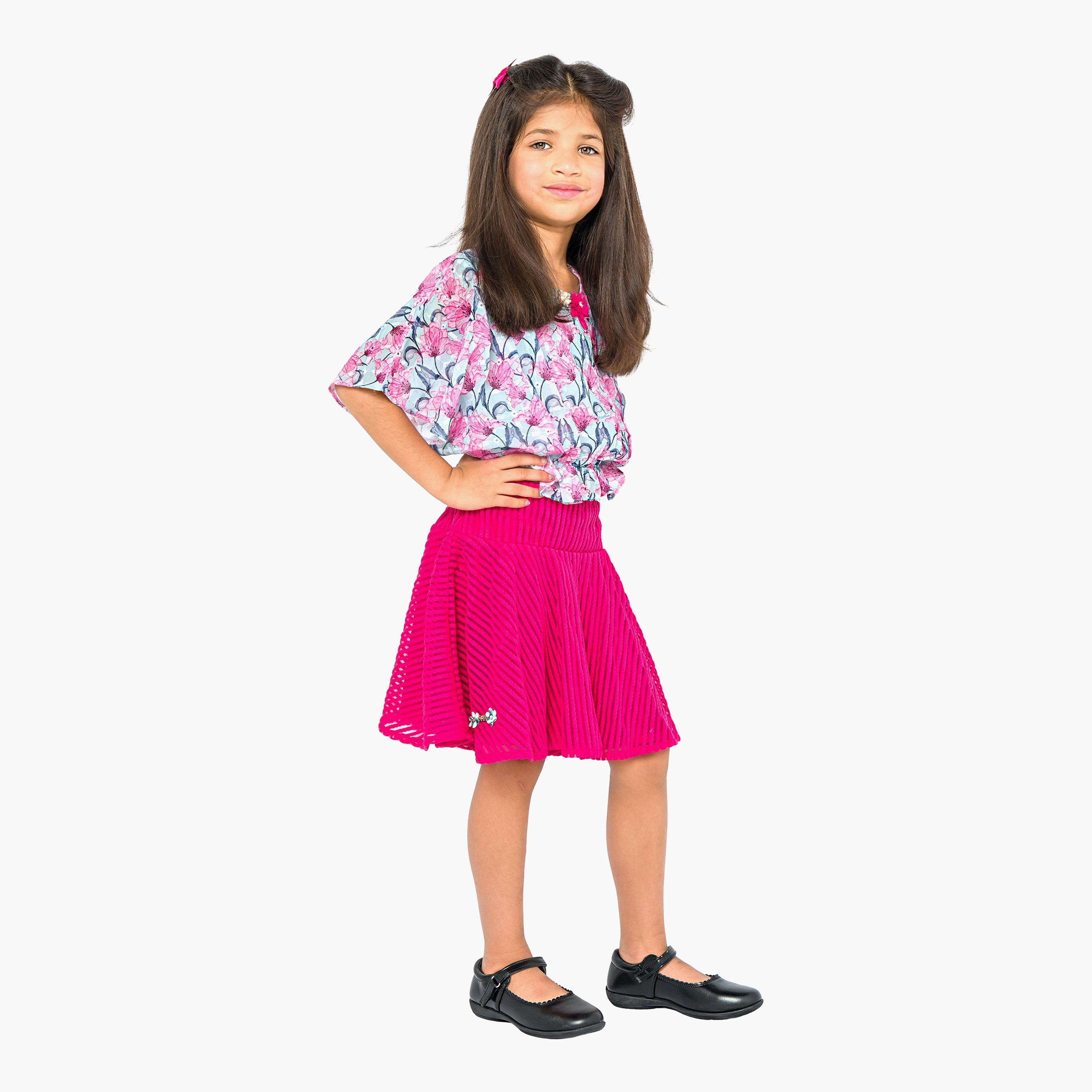 Babyqlo 2-Piece Printed Short Sleeves Top with Skirt-girls-clothing-setsandcoords-image-3