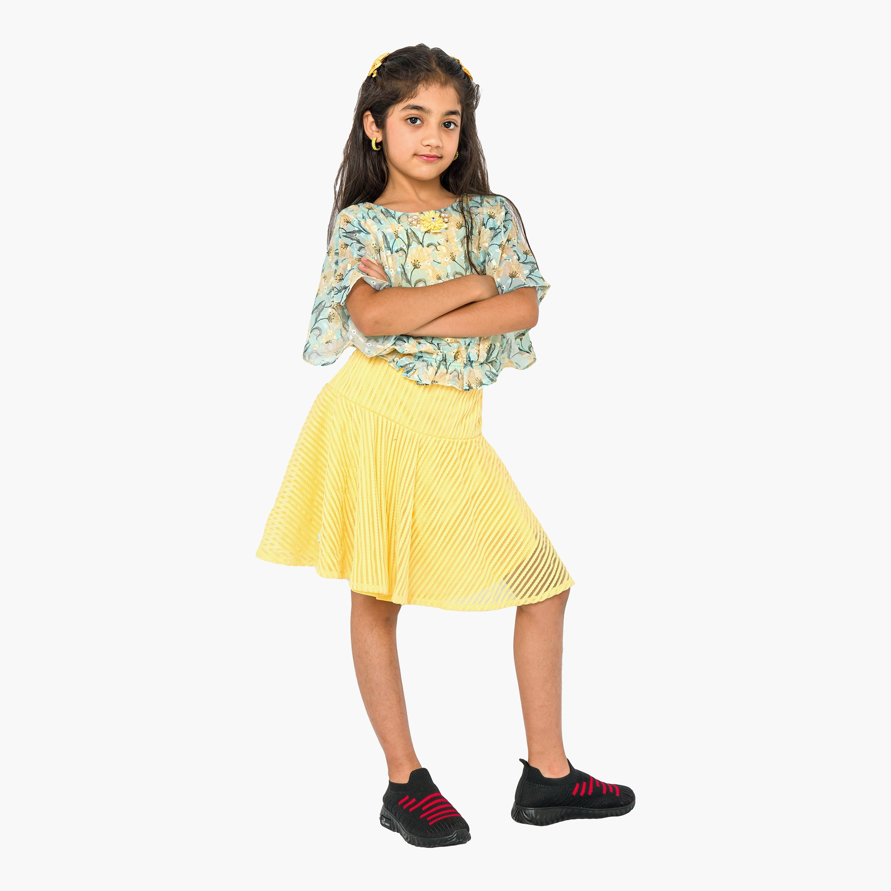 Babyqlo 2-Piece Printed Short Sleeves Top with Skirt-girls-clothing-setsandcoords-image-1