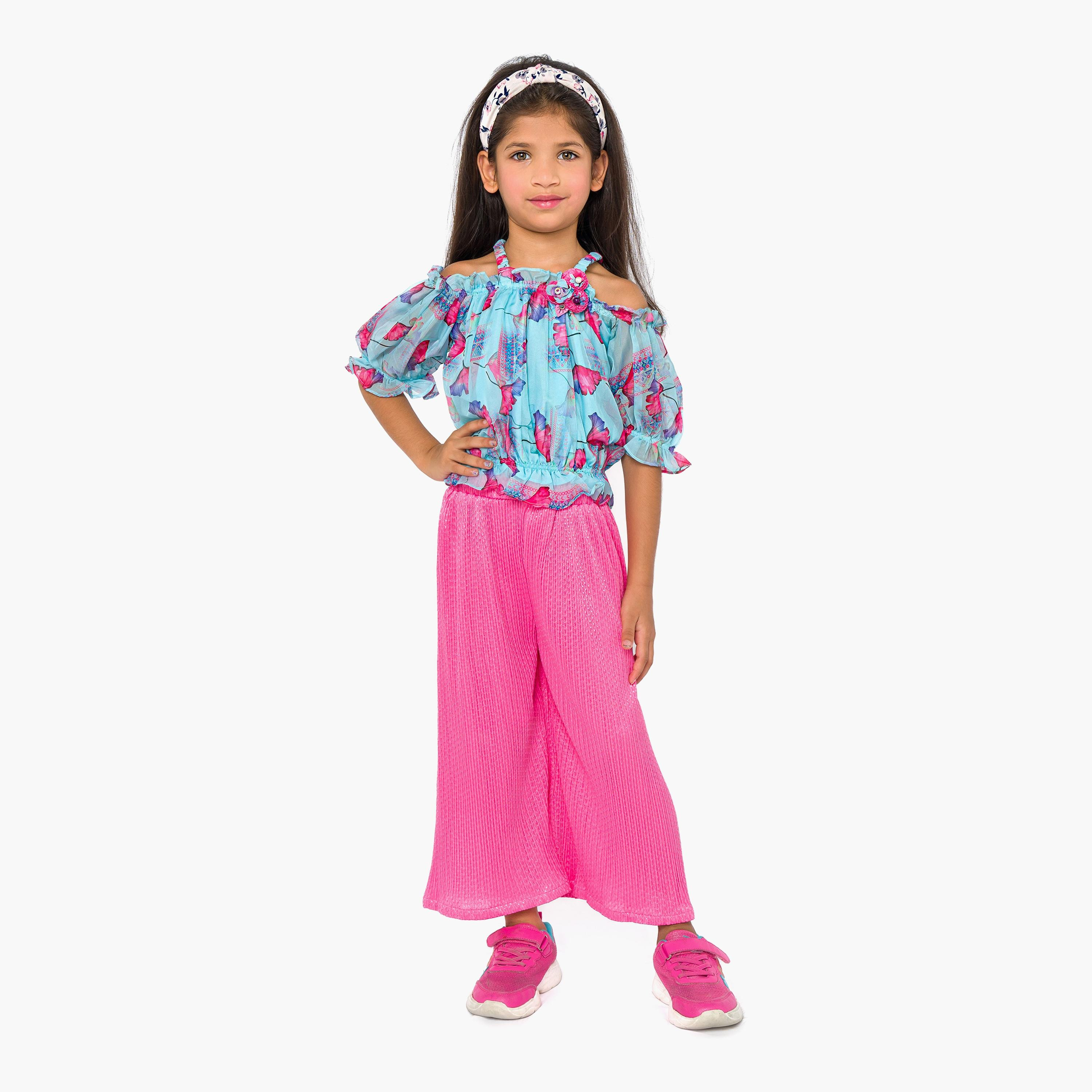 Babyqlo 2-Piece Printed Short Sleeves Top with Culottes-girls-clothing-setsandcoords-image-1
