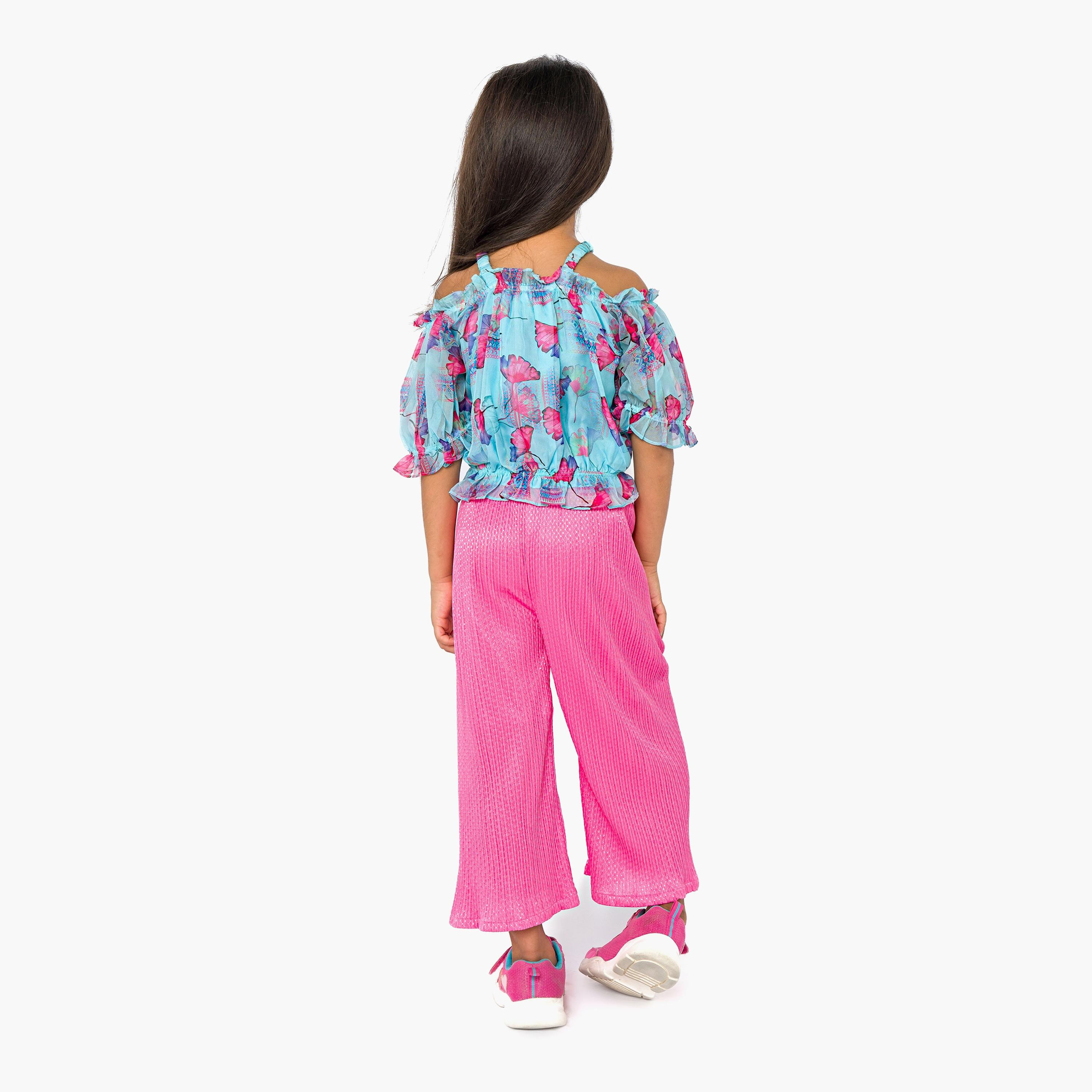 Babyqlo 2-Piece Printed Short Sleeves Top with Culottes-girls-clothing-setsandcoords-image-2