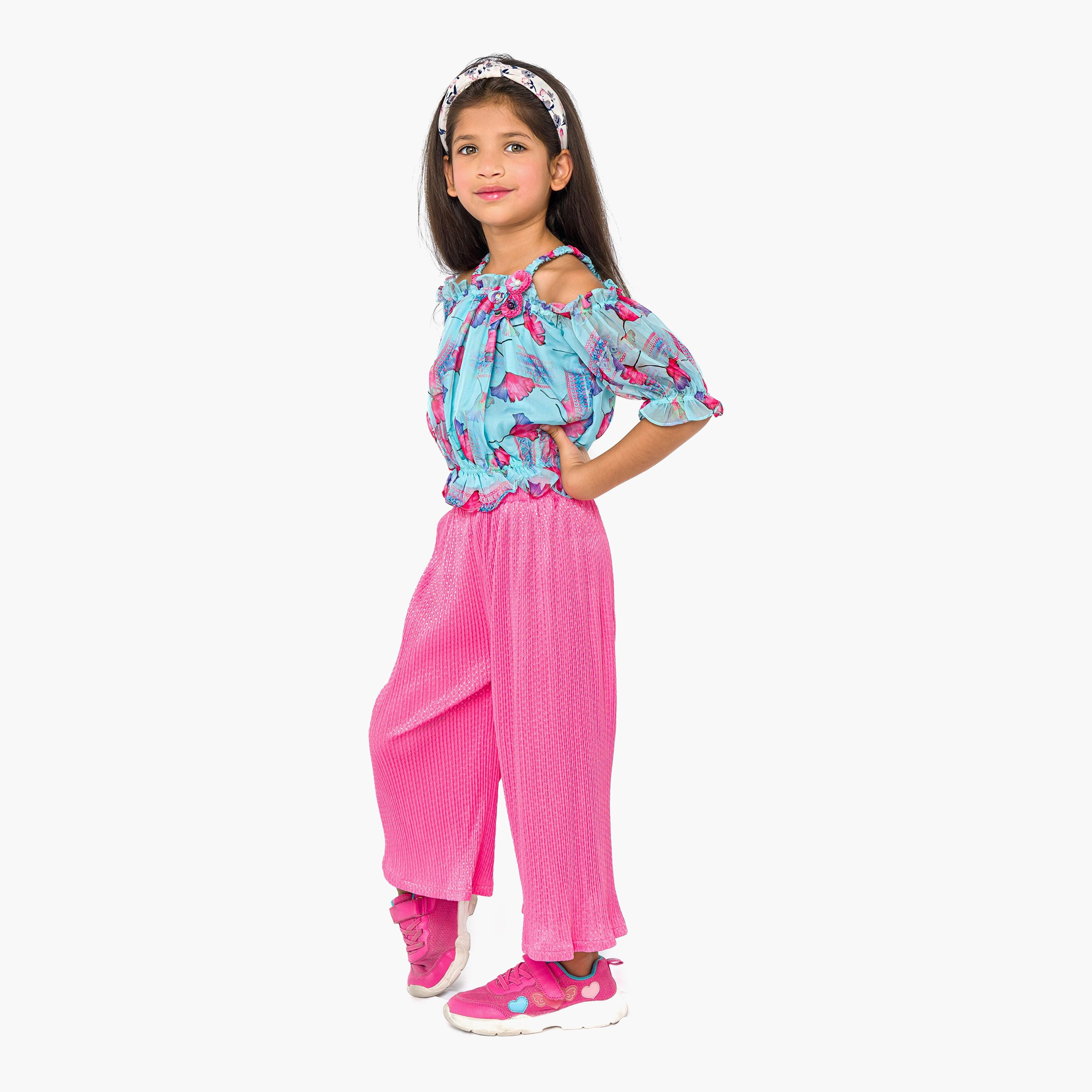Babyqlo 2-Piece Printed Short Sleeves Top with Culottes-girls-clothing-setsandcoords-image-3