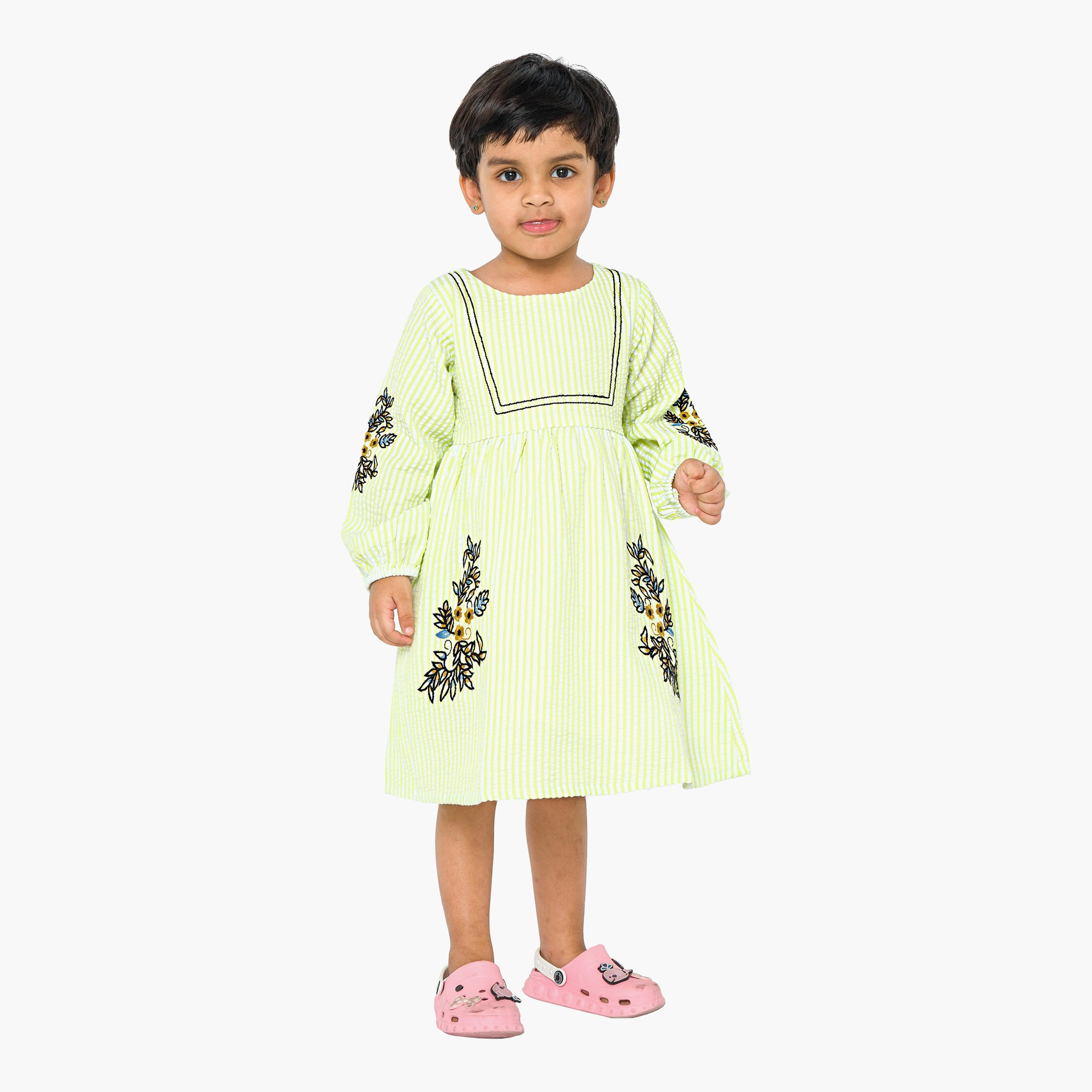 Babyqlo Embroidered Long Sleeves Dress-girls-clothing-dressesandjumpsuits-image-1