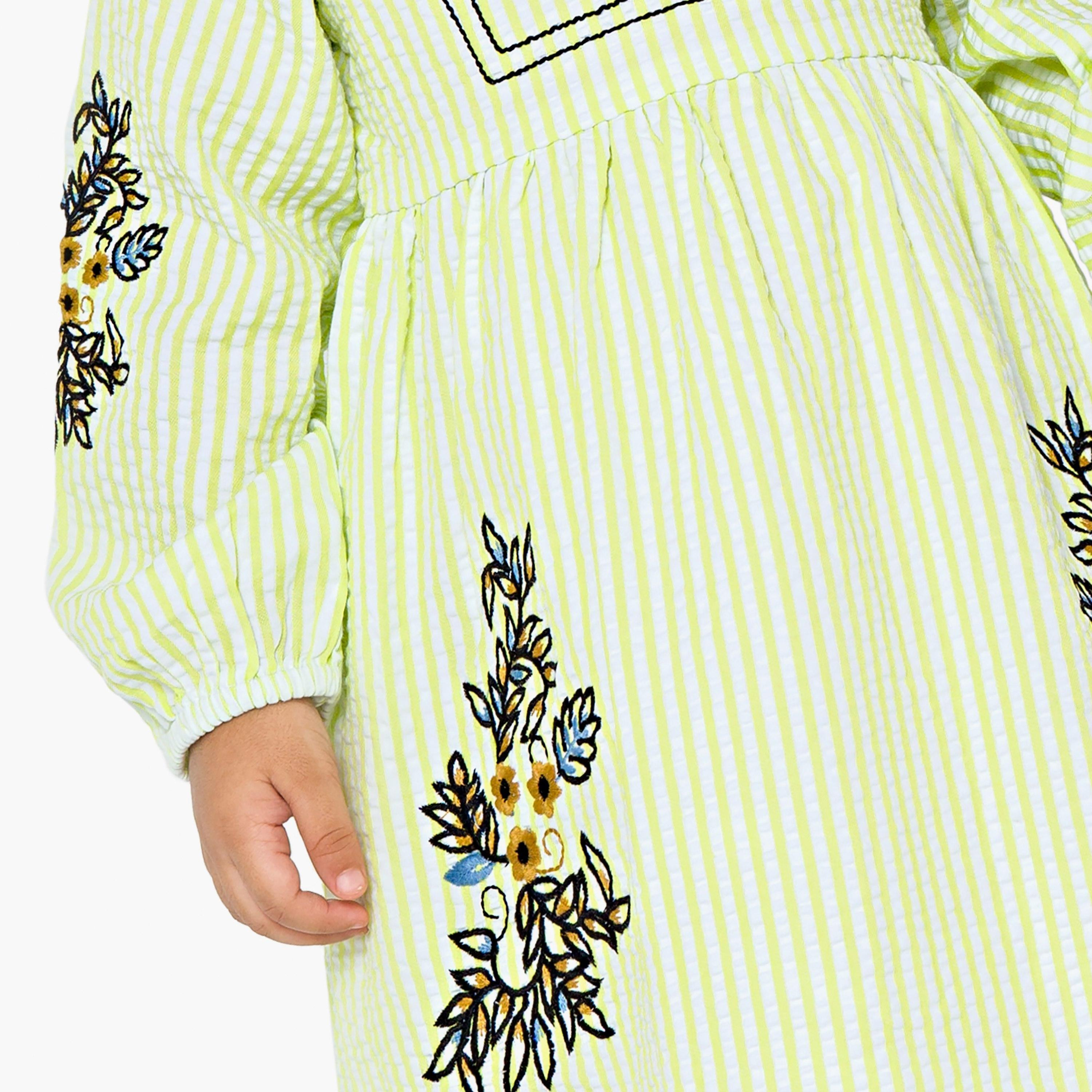 فستان مطرز بأكمام طويلة من بيبيكلو-girls-clothing-dressesandjumpsuits-image-5