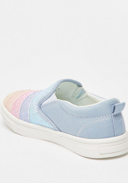 Little Missy Glitter Detail Slip-On Loafers with Pull Tabs-Girl%27s Casual Shoes-image-2