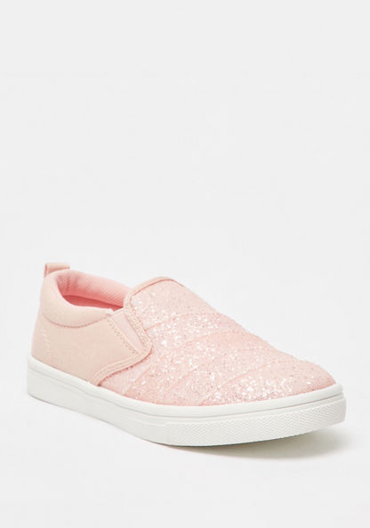 Little Missy Glitter Detail Slip-On Loafers with Pull Tabs