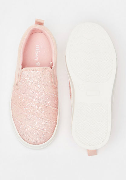 Little Missy Glitter Detail Slip-On Loafers with Pull Tabs