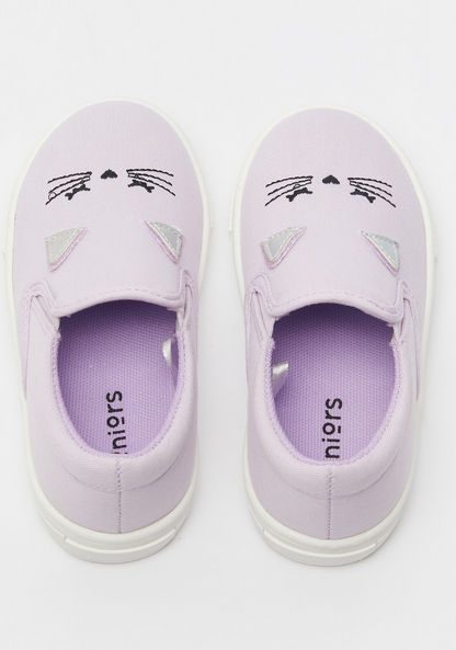 Juniors Cat Embroidered Slip-On Loafers-Girl%27s Casual Shoes-image-4