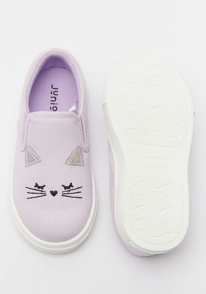 Juniors Cat Embroidered Slip-On Loafers-Girl%27s Casual Shoes-image-5