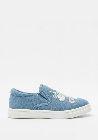 Juniors Unicorn Embroidered Slip-On Loafers