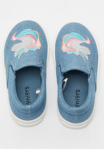 Juniors Unicorn Embroidered Slip-On Loafers