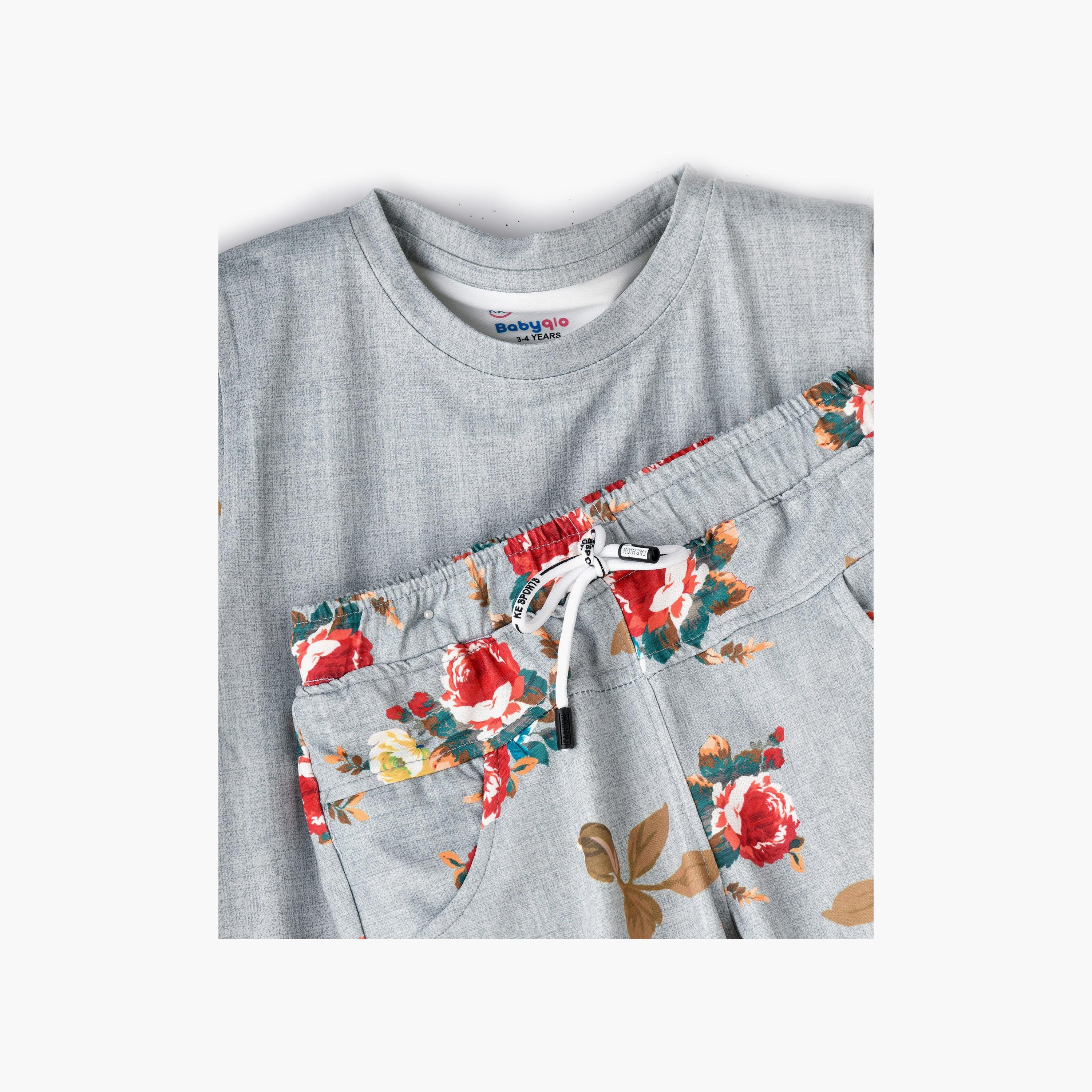 Babyqlo 2-Piece Floral Printed Long Sleeves T-Shirt with Pyjama-girls-clothing-setsandcoords-image-4