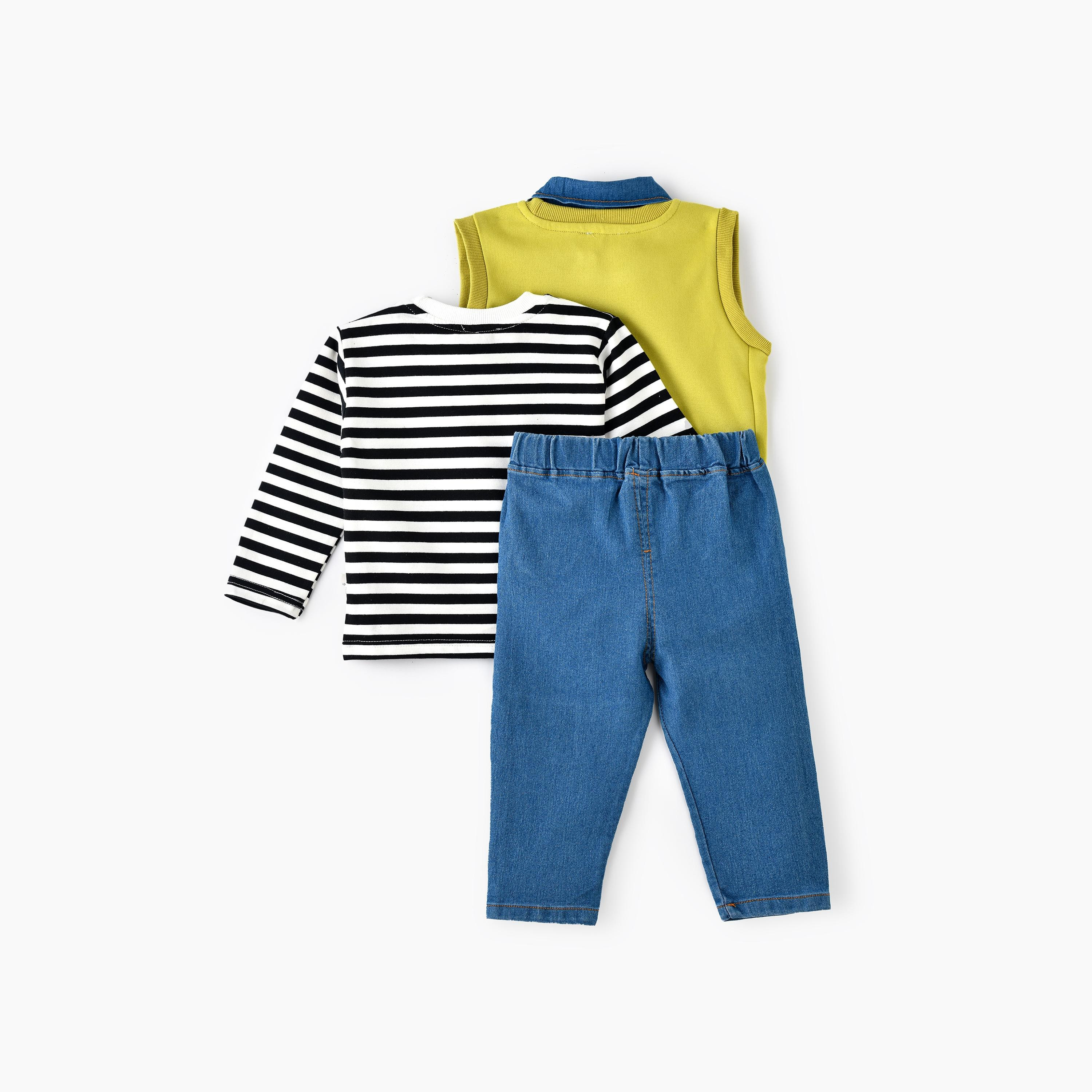 Babyqlo 3-Piece Printed Long Sleeves T-Shirt, Jeans with Sweater-cpkids-clothing-boys-winterwear-sets-image-3