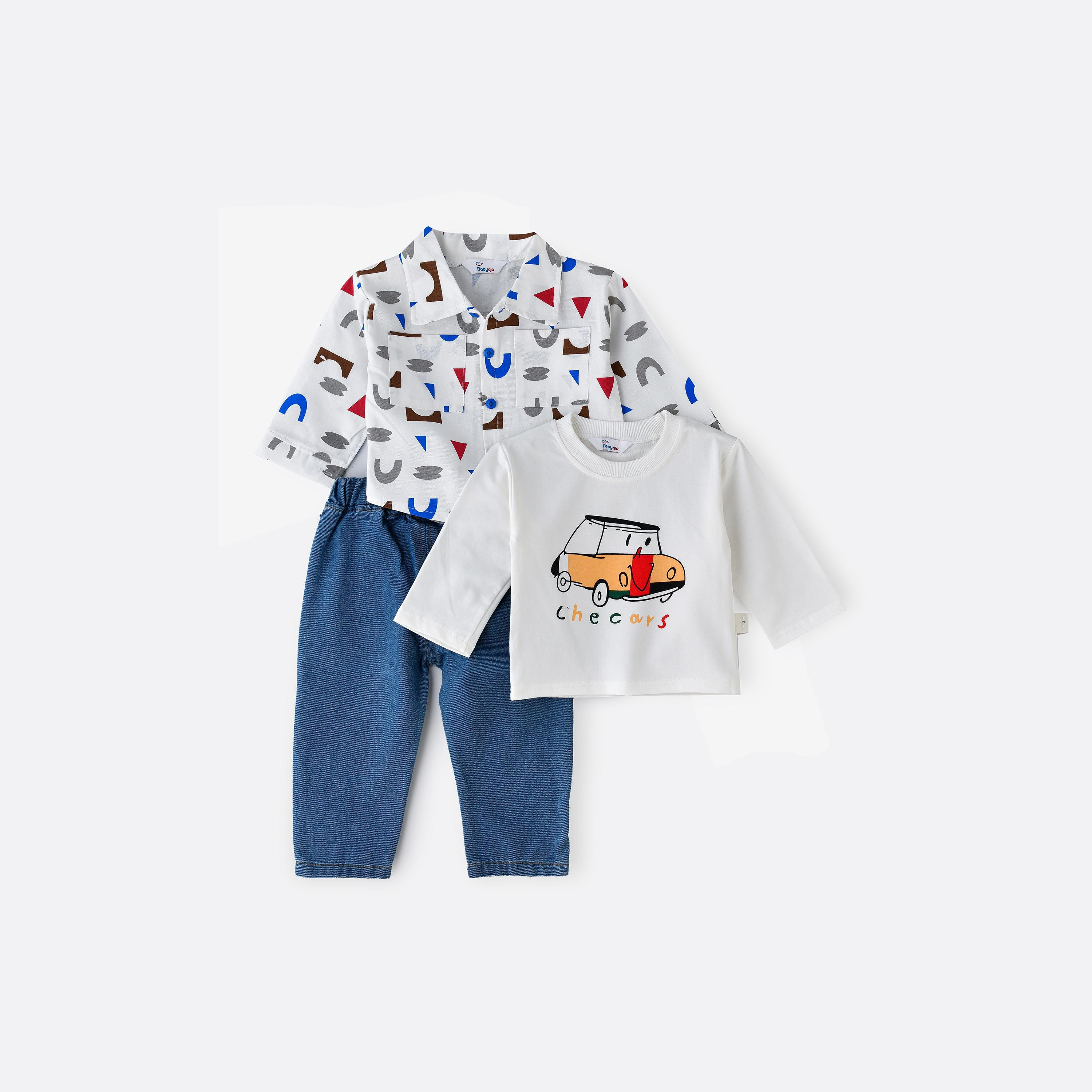 Babyqlo 3-Piece Printed Long Sleeves Shirt, T-Shirt with Jeans-cpkids-clothing-boys-winterwear-sets-image-1