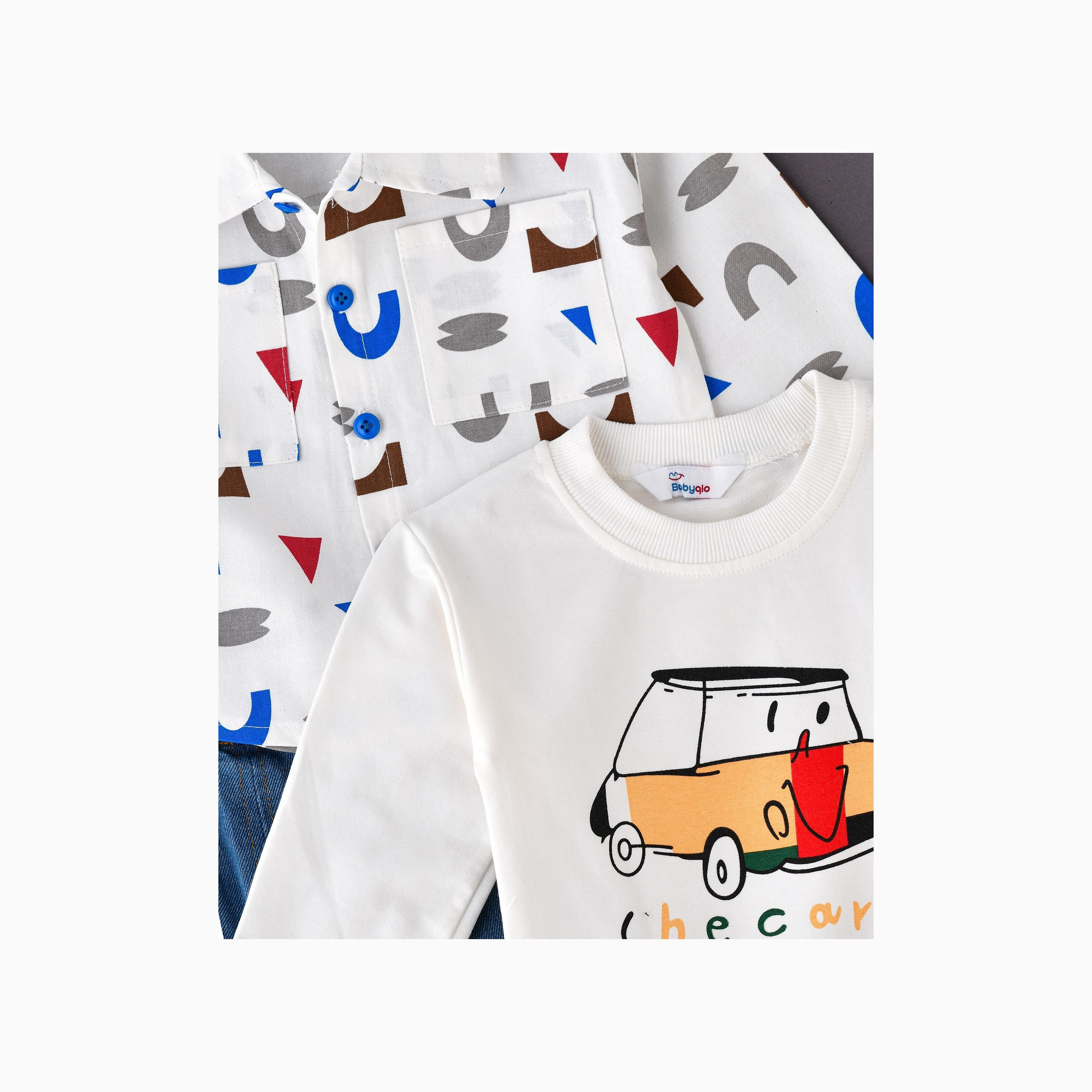 Babyqlo 3-Piece Printed Long Sleeves Shirt, T-Shirt with Jeans-cpkids-clothing-boys-winterwear-sets-image-2