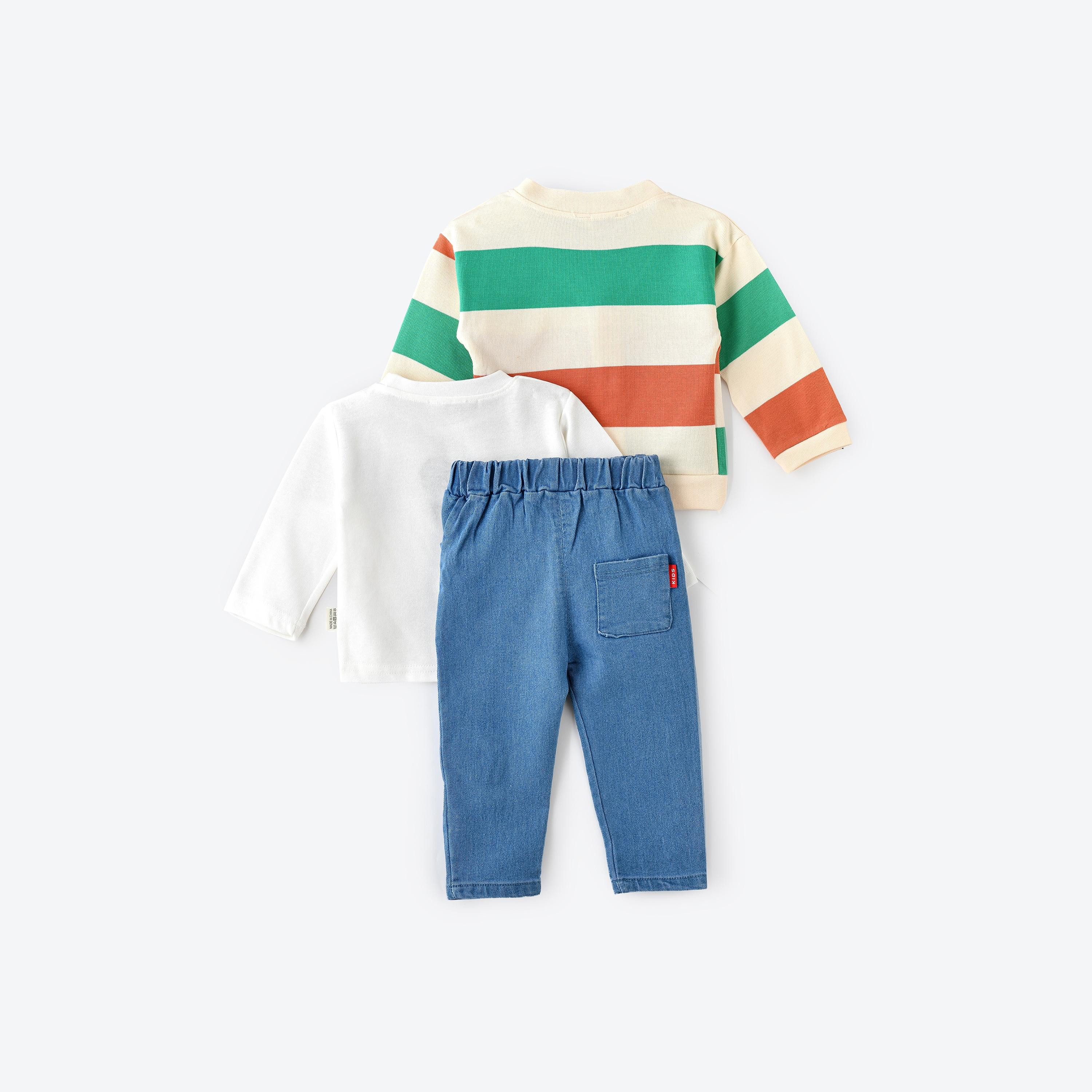 Babyqlo 3-Piece Printed Long Sleeves Cardigan, T-Shirt with Jeans-cpkids-clothing-boys-winterwear-sets-image-3