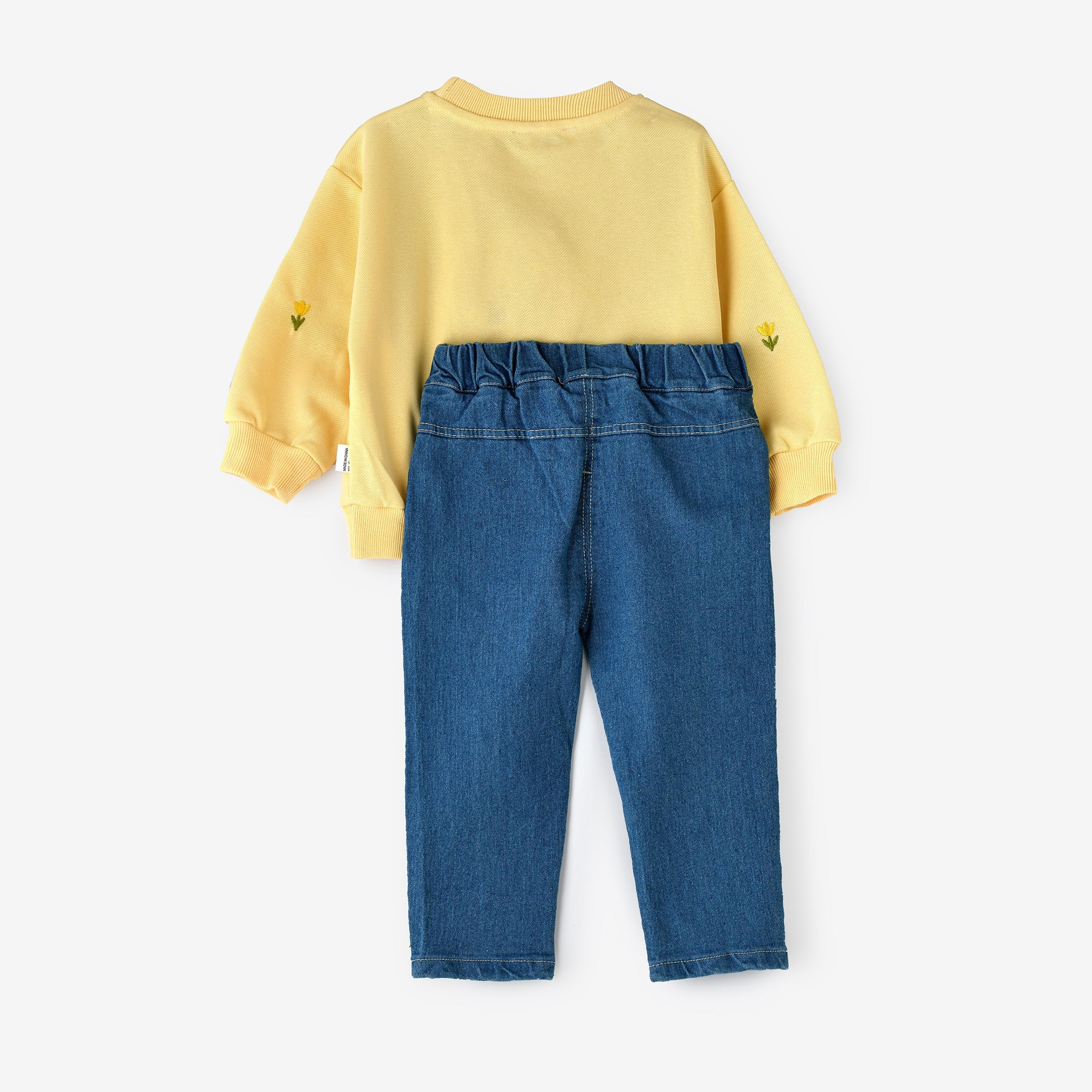 Babyqlo 2-Piece Embroidered Long Sleeves Sweatshirt with Jeans-cpkids-clothing-girls-winterwear-sets-image-3
