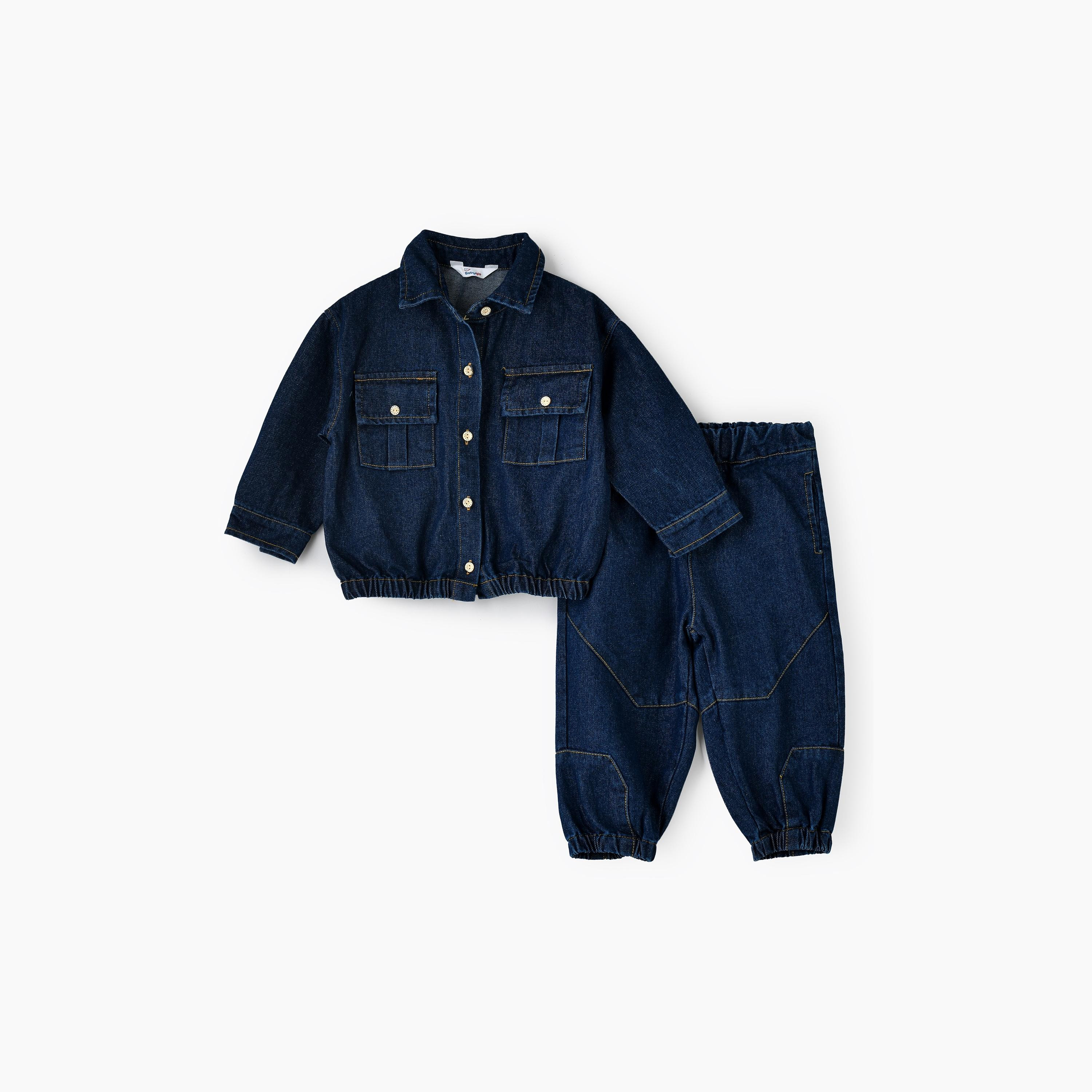 Babyqlo 2-Piece Solid Long Sleeves Jacket with Joggers-boys-clothing-setsandcoords-image-1