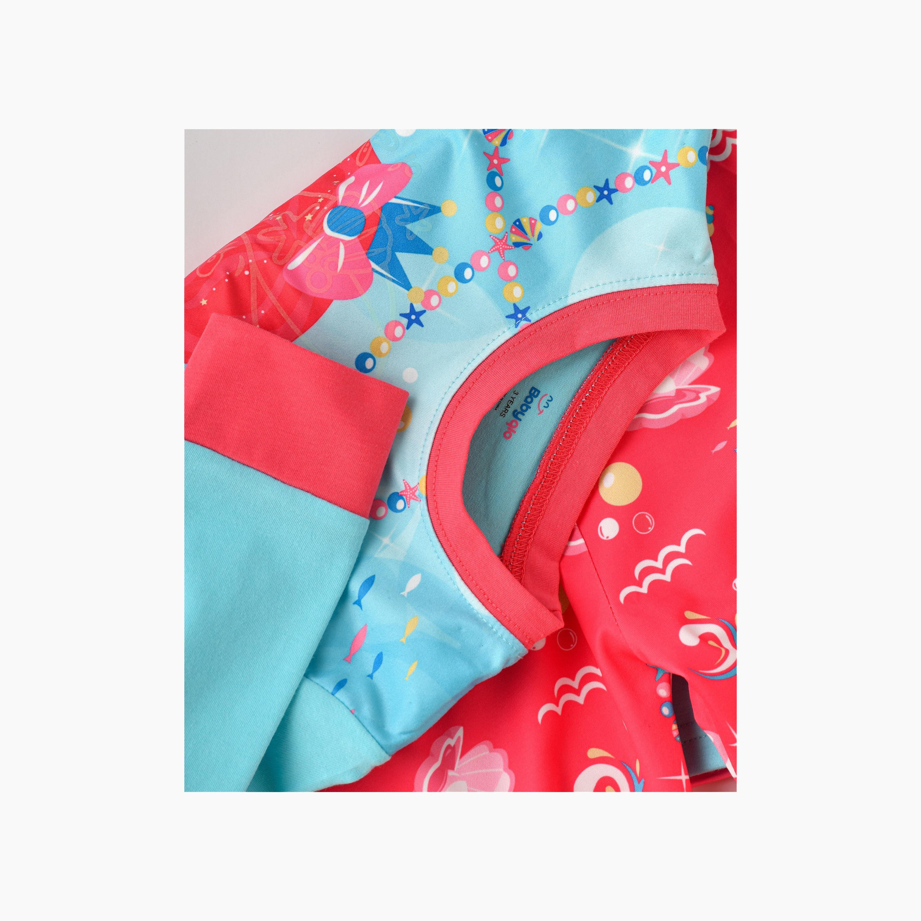 Babyqlo 2-Piece Magical Mermaid Printed Glow-in-the-Dark T-Shirt with Joggers-girls-clothing-nightwear-image-4