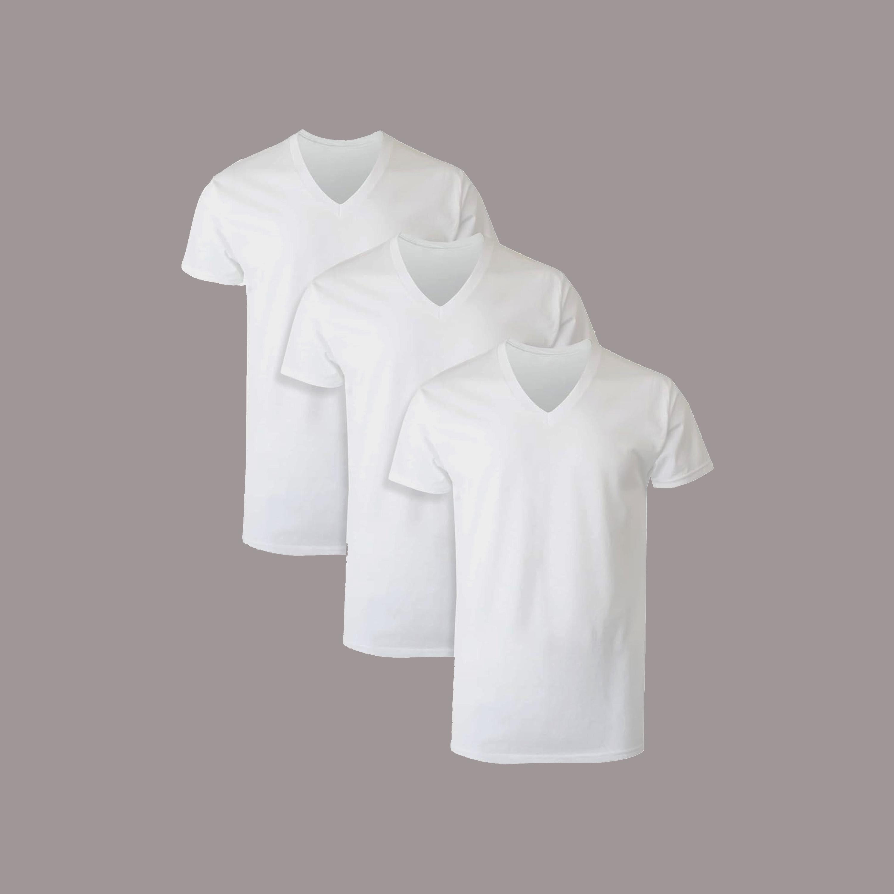 Hanes Pack of 3 Plain V-Neck Short Sleeves Men's T-Shirt-men-clothing-tshirtsandpolos-tshirts-image-1