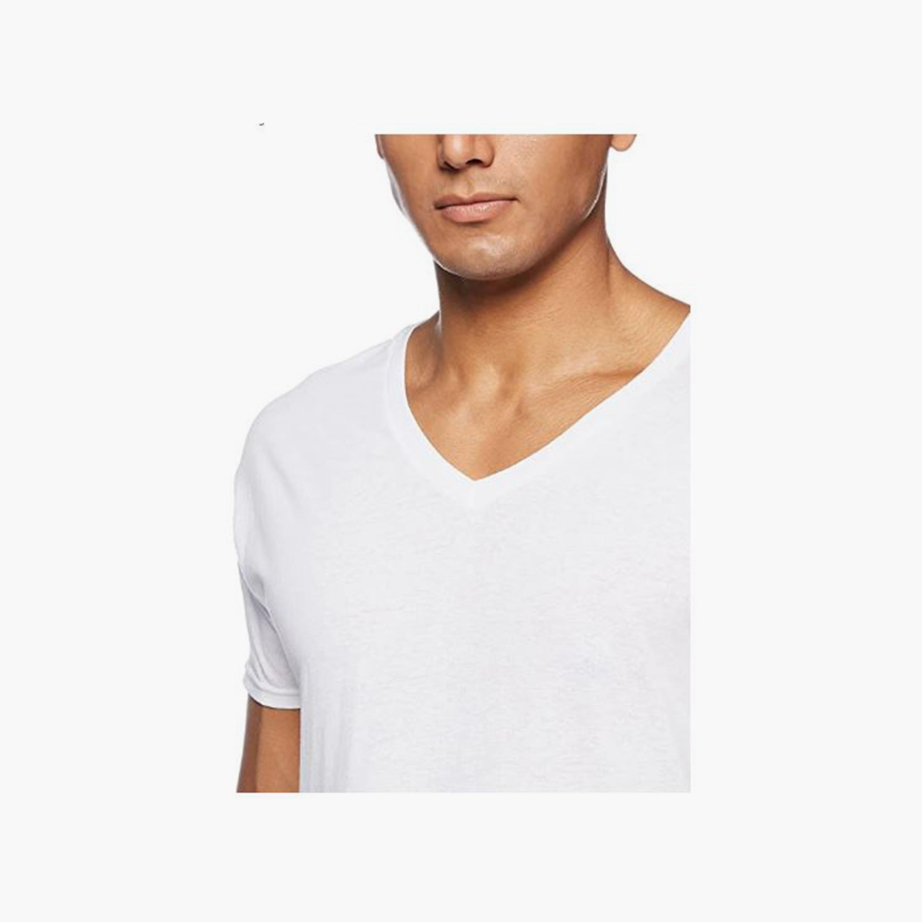 مجموعة هنس من 3 تي شيرتات رجالية سادة بأكمام قصيرة ورقبة على شكل حرف V-men-clothing-tshirtsandpolos-tshirts-image-3