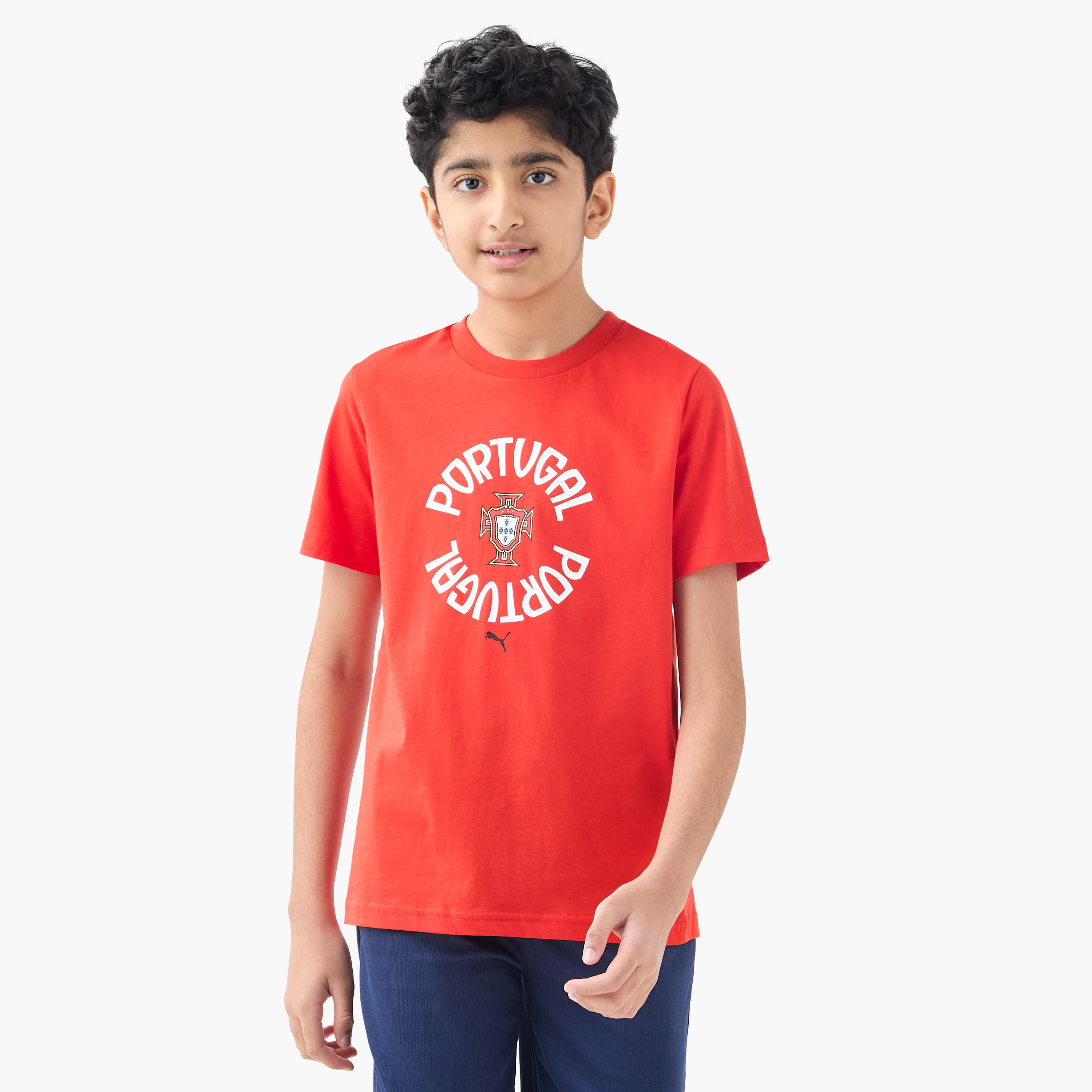 بوما- تي شيرت منتخب البرتغال الأساسي للأطفال ياقة دائرية | OE-boys-clothing-sportswear-tops-image-1