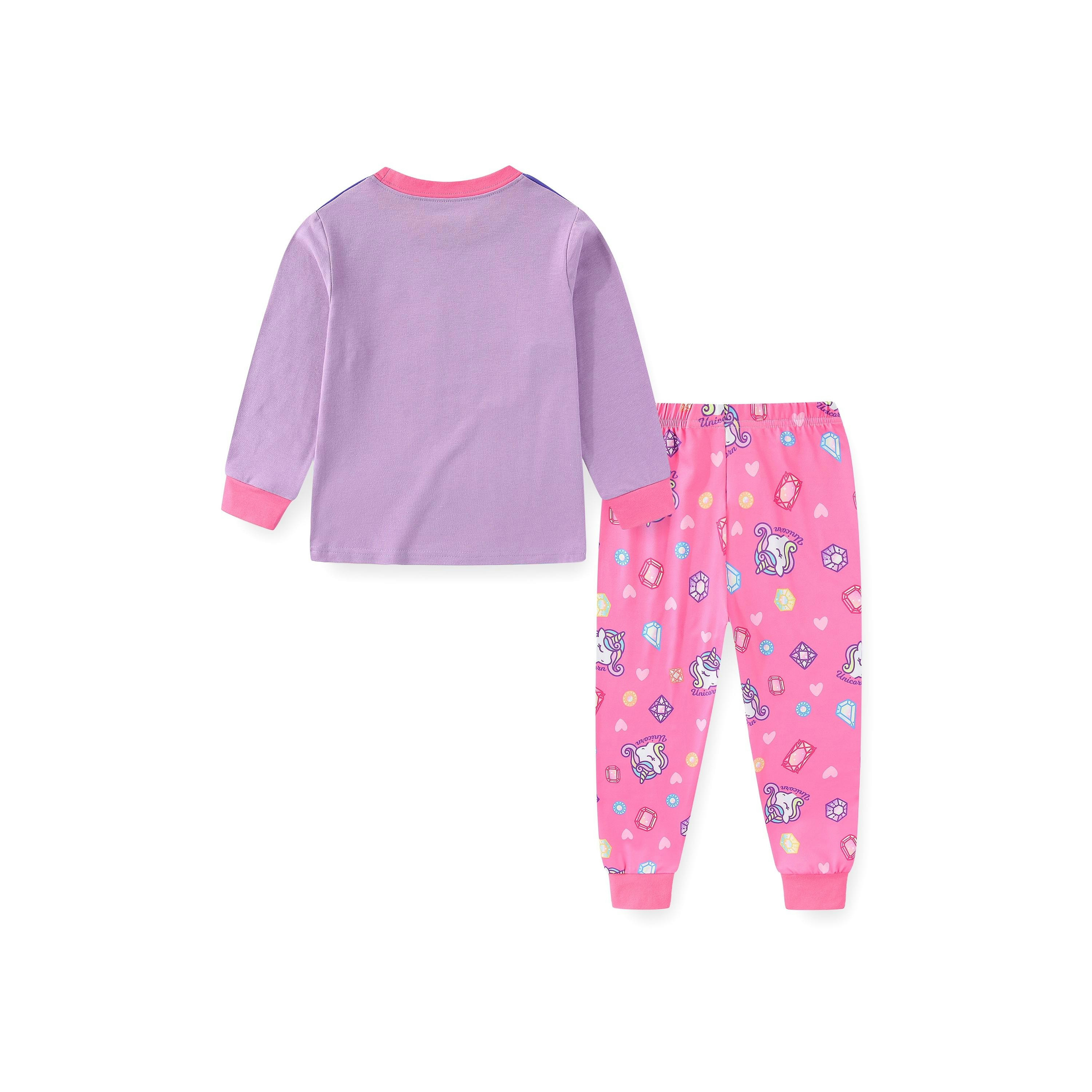 Babyqlo 2-Piece Starry Night Unicorn Printed Glow-in-the-Dark T-Shirt with Pyjama-girls-clothing-nightwear-image-5