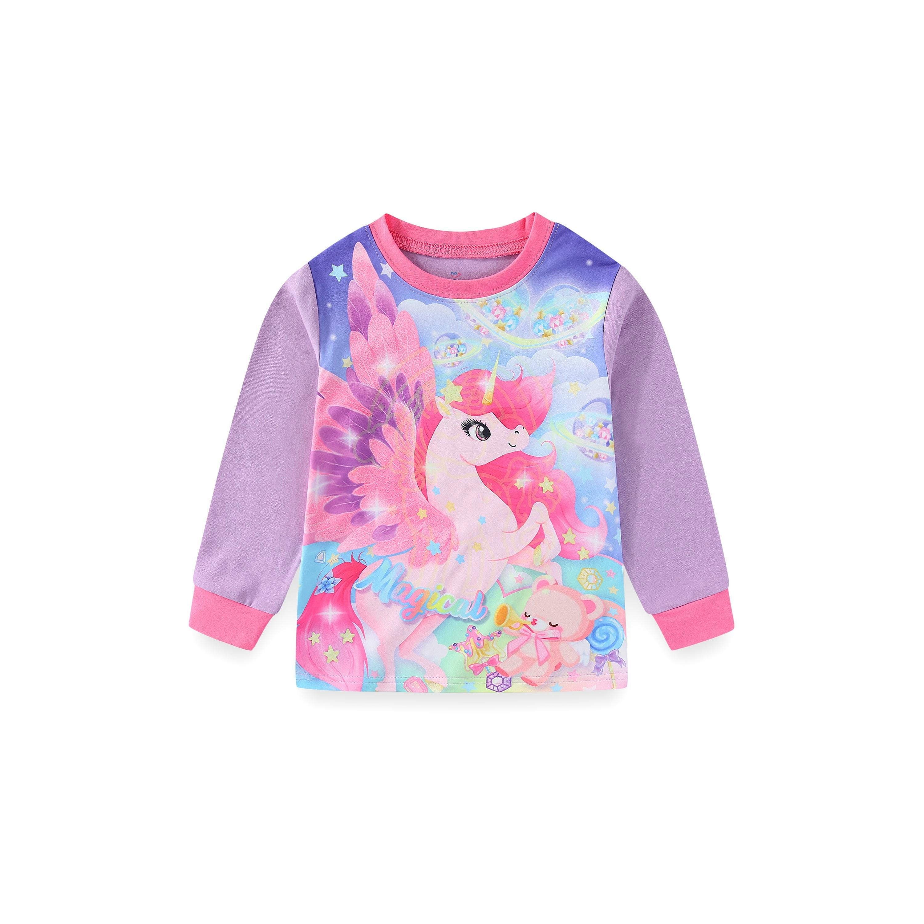 Babyqlo 2-Piece Starry Night Unicorn Printed Glow-in-the-Dark T-Shirt with Pyjama-girls-clothing-nightwear-image-7