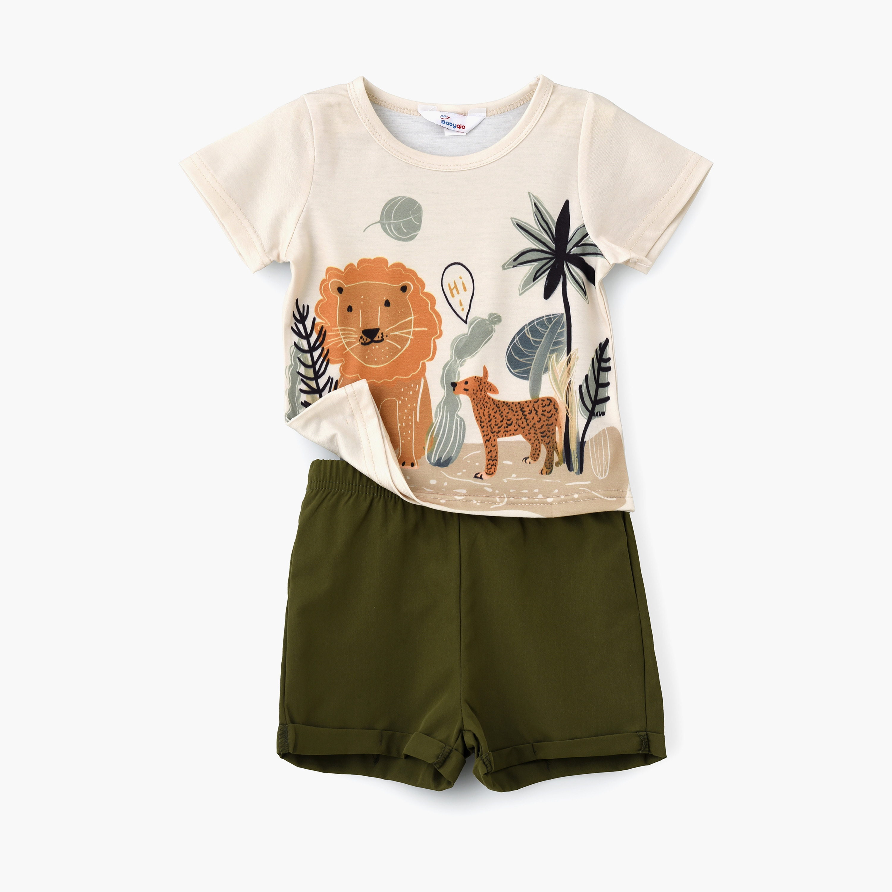 تي شيرت بأكمام قصيرة وشورت بطبعة غابة سفاري من بيبيكلو-boys-clothing-setsandcoords-image-1