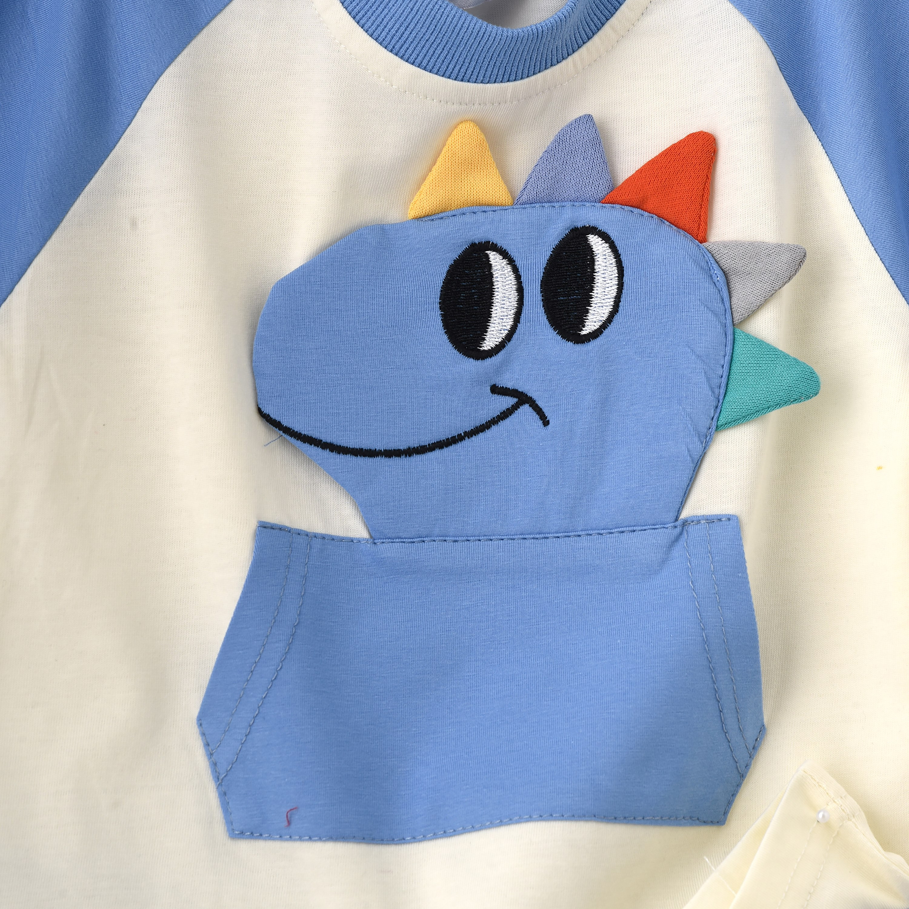 Babyqlo Dino Embroidered Short Sleeves T-Shirt with Shorts-boys-clothing-setsandcoords-image-3