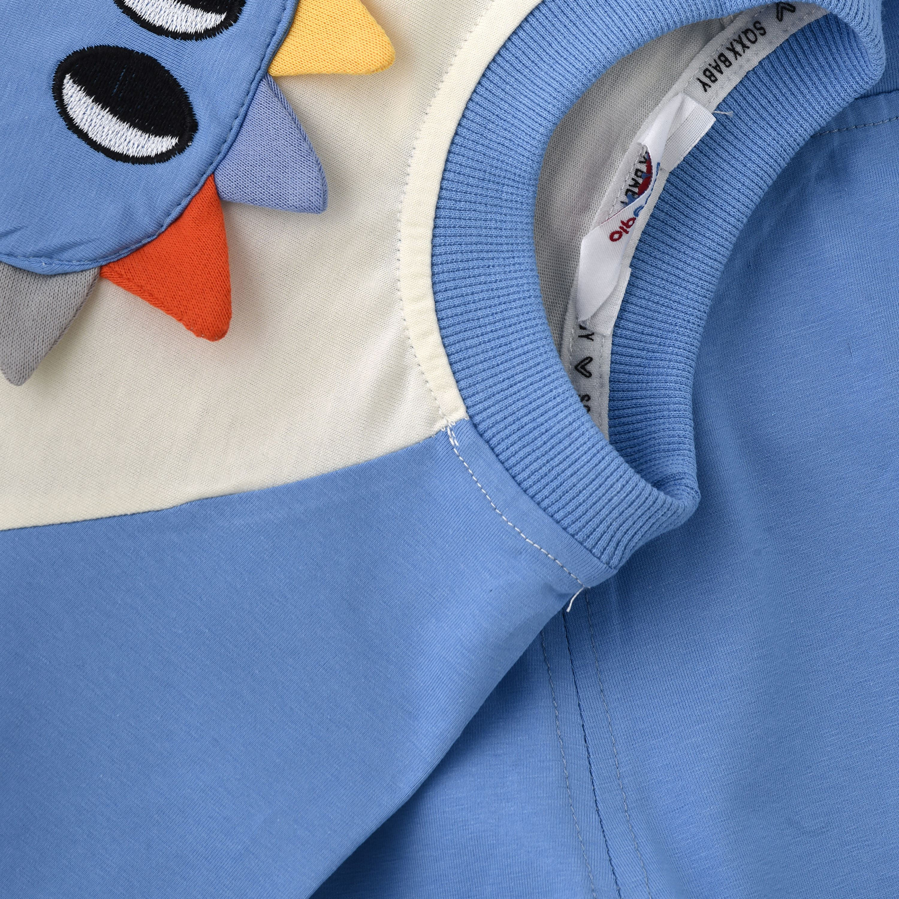 تي شيرت بأكمام قصيرة مطرز بطبعة ديناصور مع شورت من بيبيكلو-boys-clothing-setsandcoords-image-4