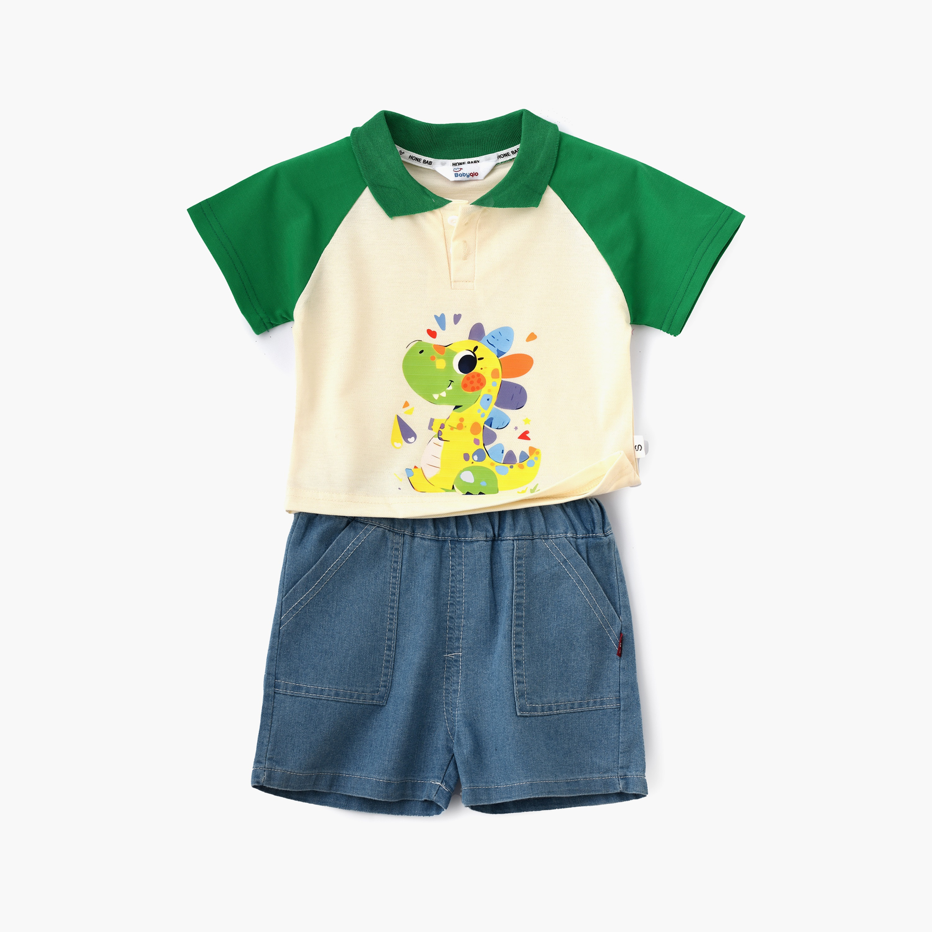 تي شيرت بأكمام قصيرة وشورت بطبعة ديناصور من بيبيكلو-boys-clothing-setsandcoords-image-1