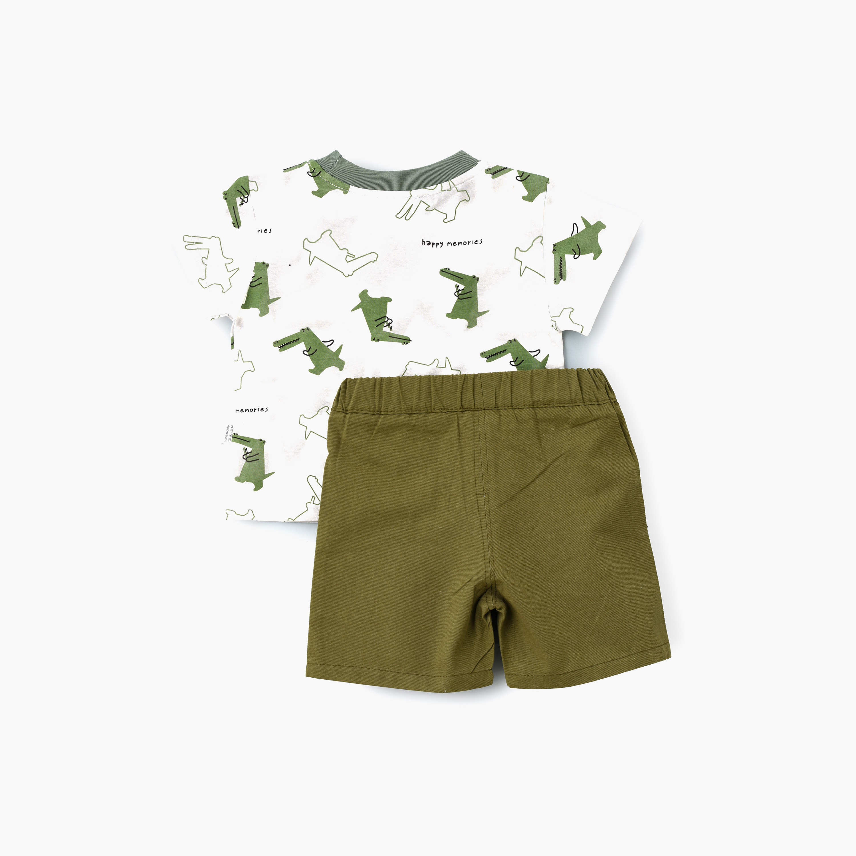 Babyqlo Dino Printed Short Sleeves T-Shirt with Shorts-boys-clothing-setsandcoords-image-2