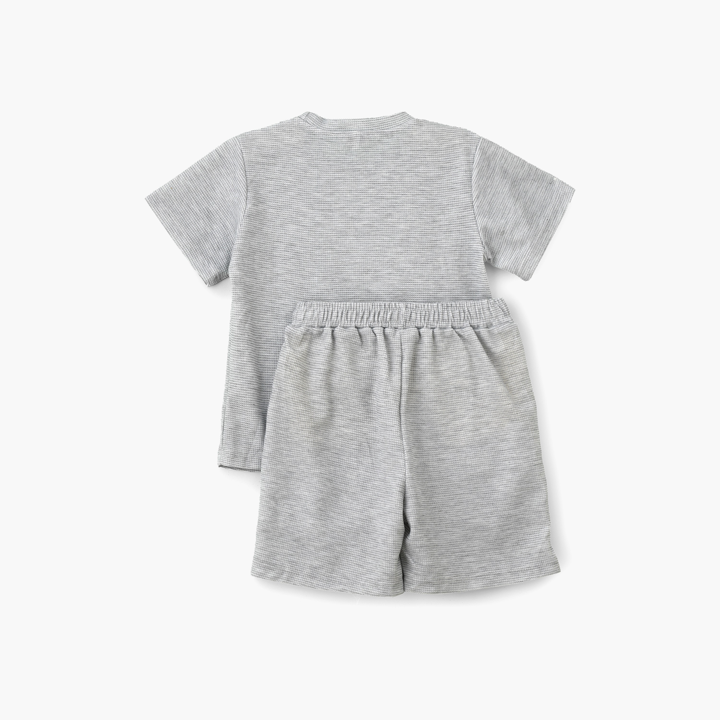 Babyqlo Solid Short Sleeves T-Shirt with Shorts-boys-clothing-setsandcoords-image-2