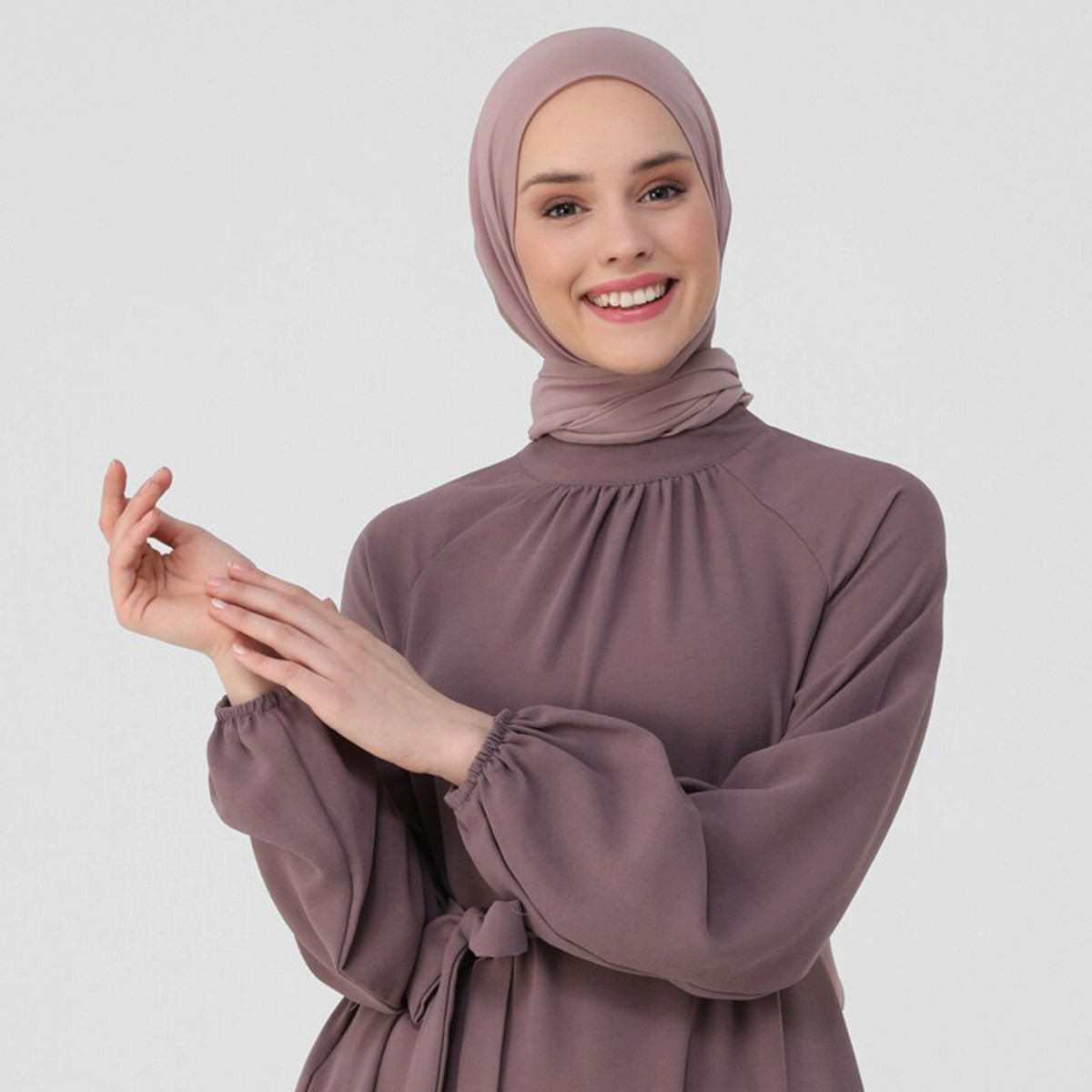 Women Solid Tie Front Maxi Dress Refka By Modanisa-women-clothing-dresses-image-2
