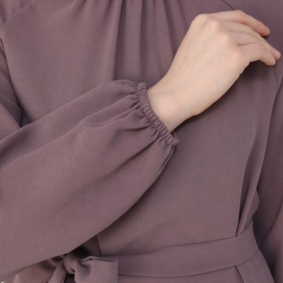 Women Solid Tie Front Maxi Dress Refka By Modanisa-women-clothing-dresses-image-4