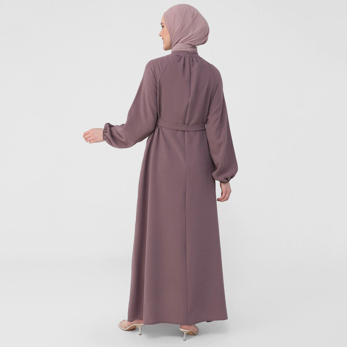 Women Solid Tie Front Maxi Dress Refka By Modanisa-women-clothing-dresses-image-6