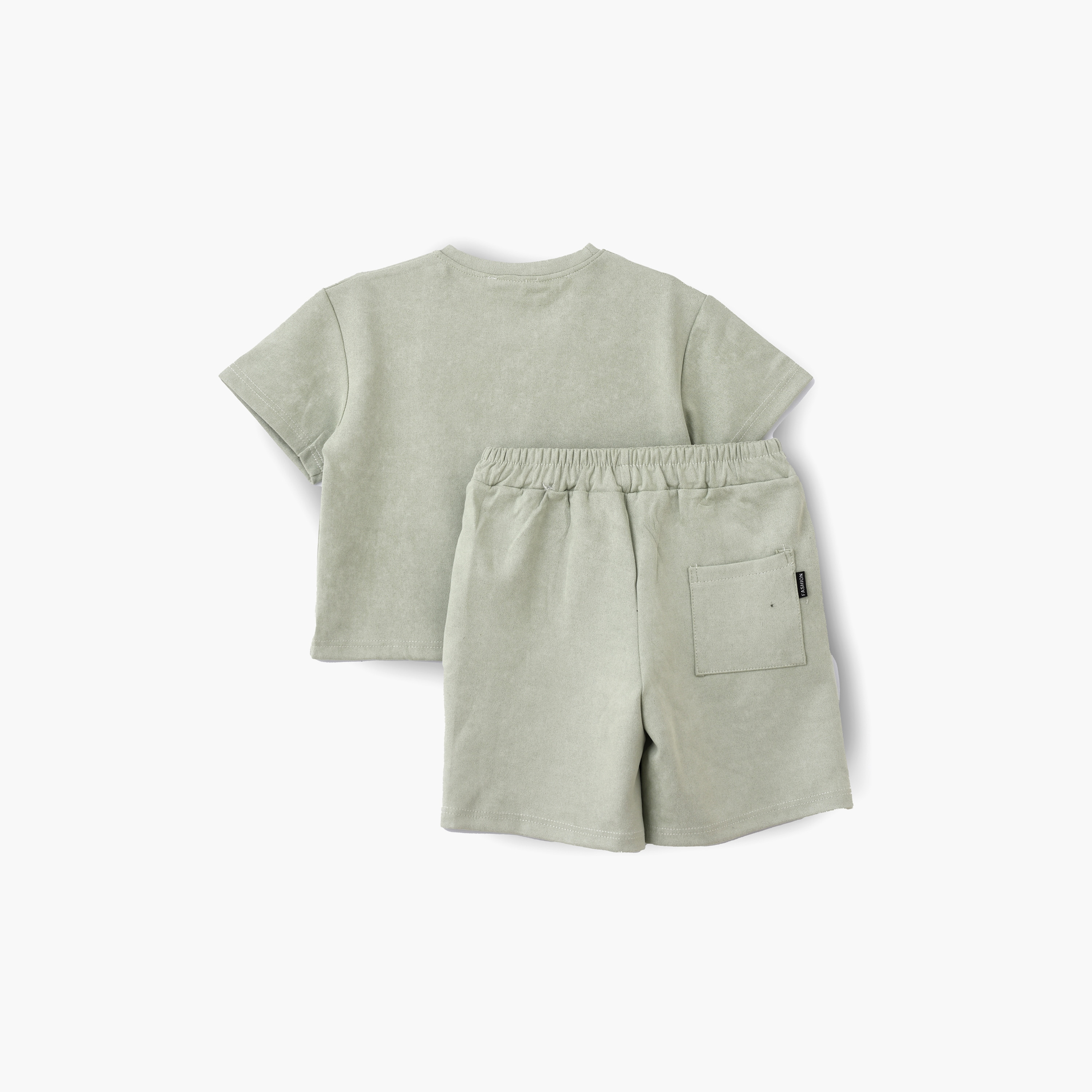 Babyqlo Solid Short Sleeves T-Shirt with Shorts-boys-clothing-setsandcoords-image-2