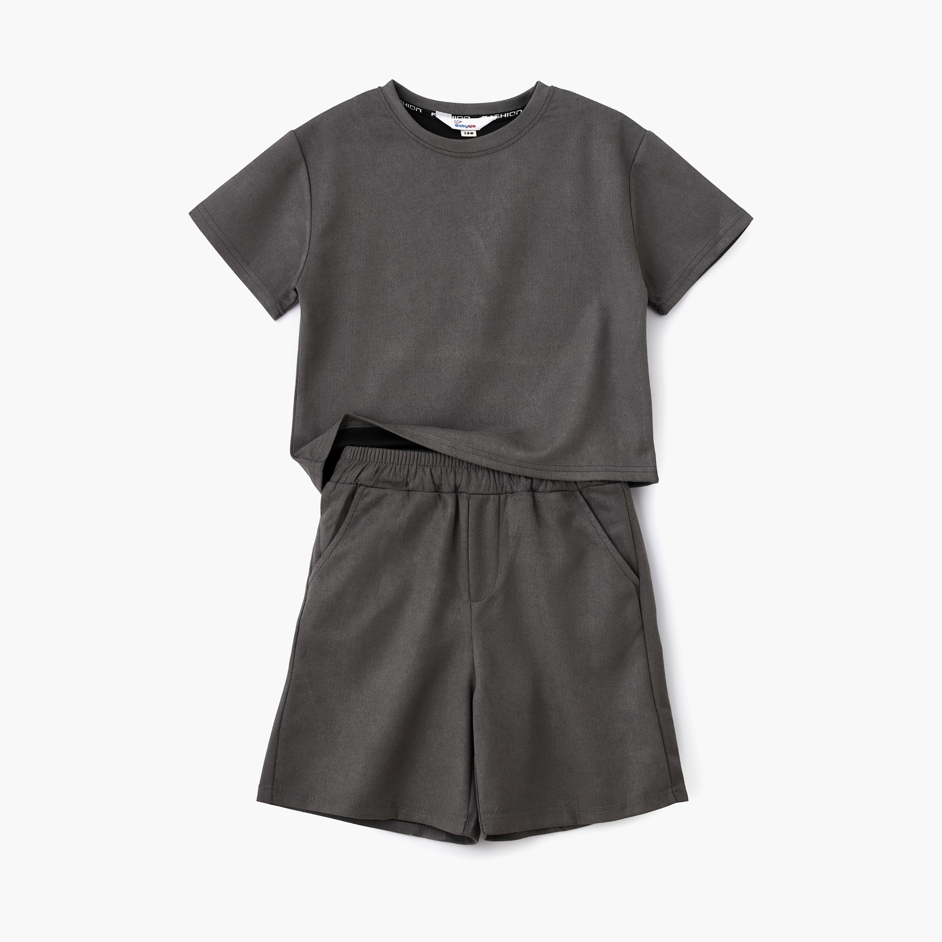 Babyqlo Solid Short Sleeves T-Shirt with Shorts-boys-clothing-setsandcoords-image-1