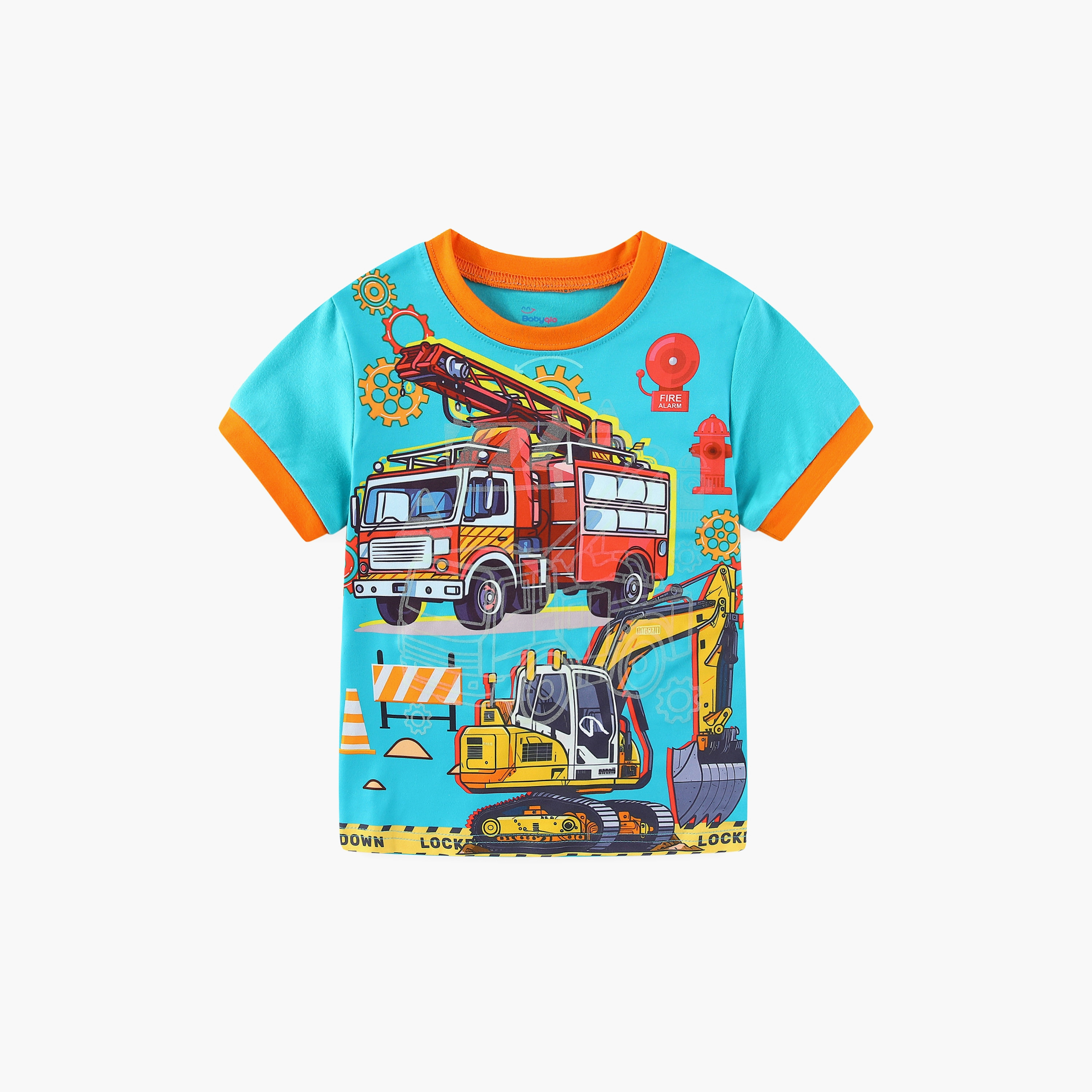 Babyqlo Fire Truck Rescue Mission Printed Glow-in-the-Dark T-Shirt with Joggers-boys-clothing-nightwear-image-10