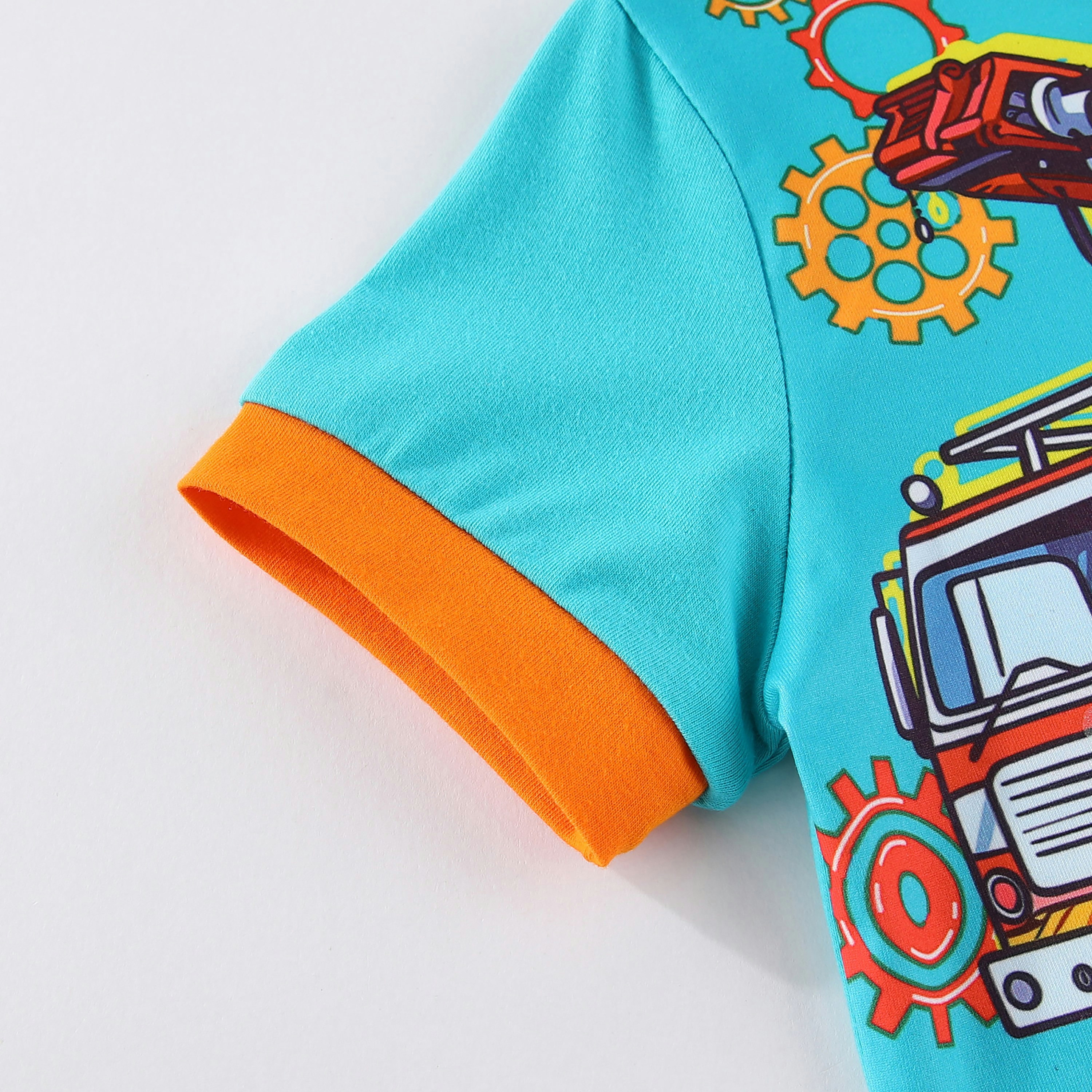 Babyqlo Fire Truck Rescue Mission Printed Glow-in-the-Dark T-Shirt with Joggers-boys-clothing-nightwear-image-13