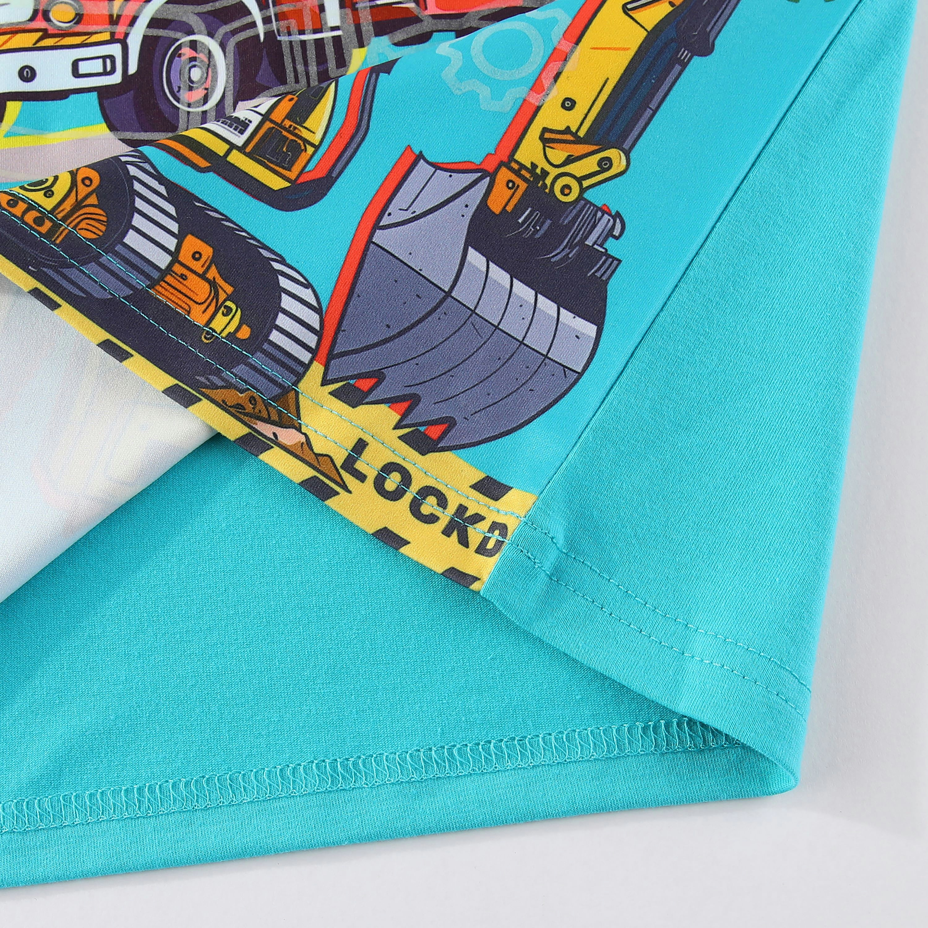Babyqlo Fire Truck Rescue Mission Printed Glow-in-the-Dark T-Shirt with Joggers-boys-clothing-nightwear-image-4