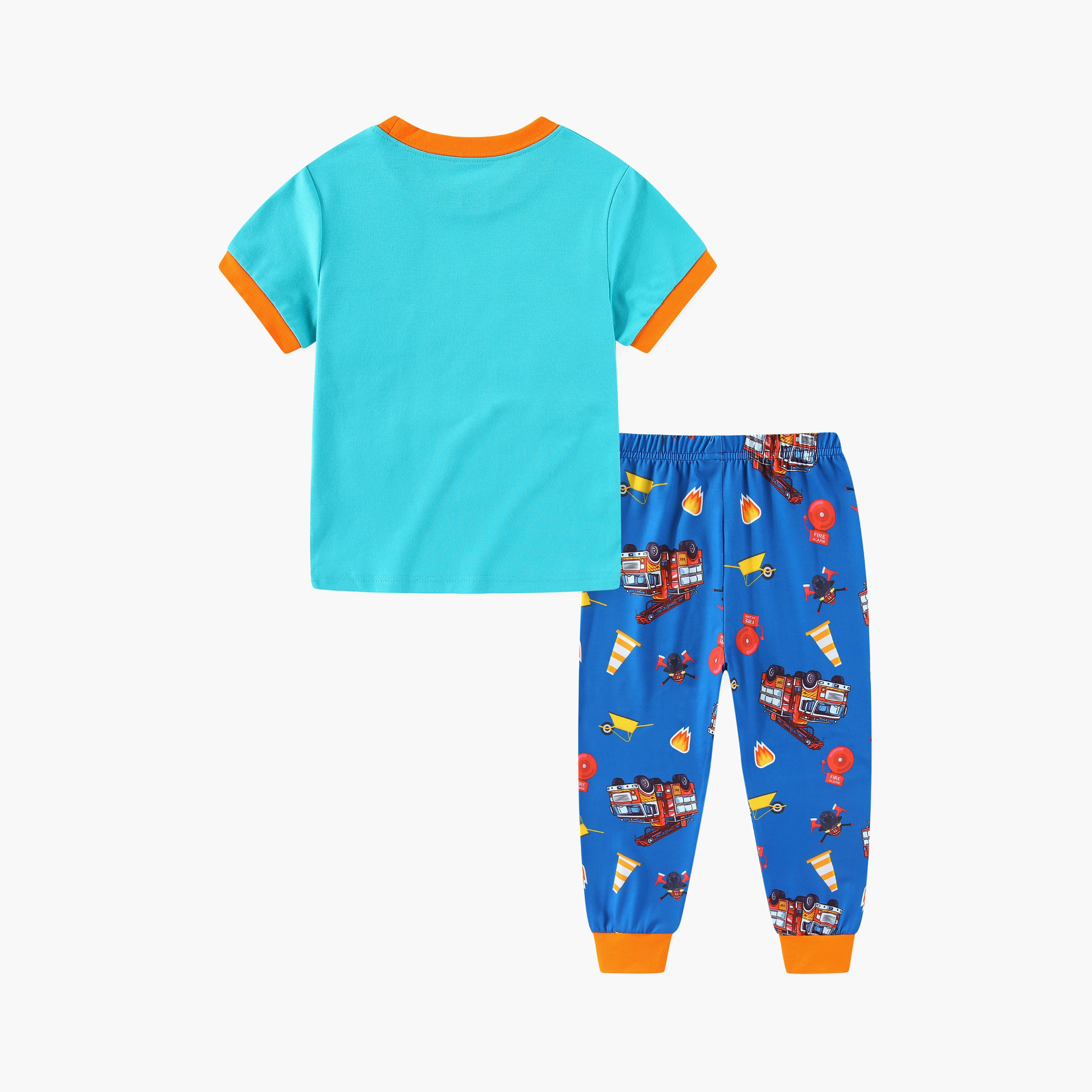 Babyqlo Fire Truck Rescue Mission Printed Glow-in-the-Dark T-Shirt with Joggers-boys-clothing-nightwear-image-8