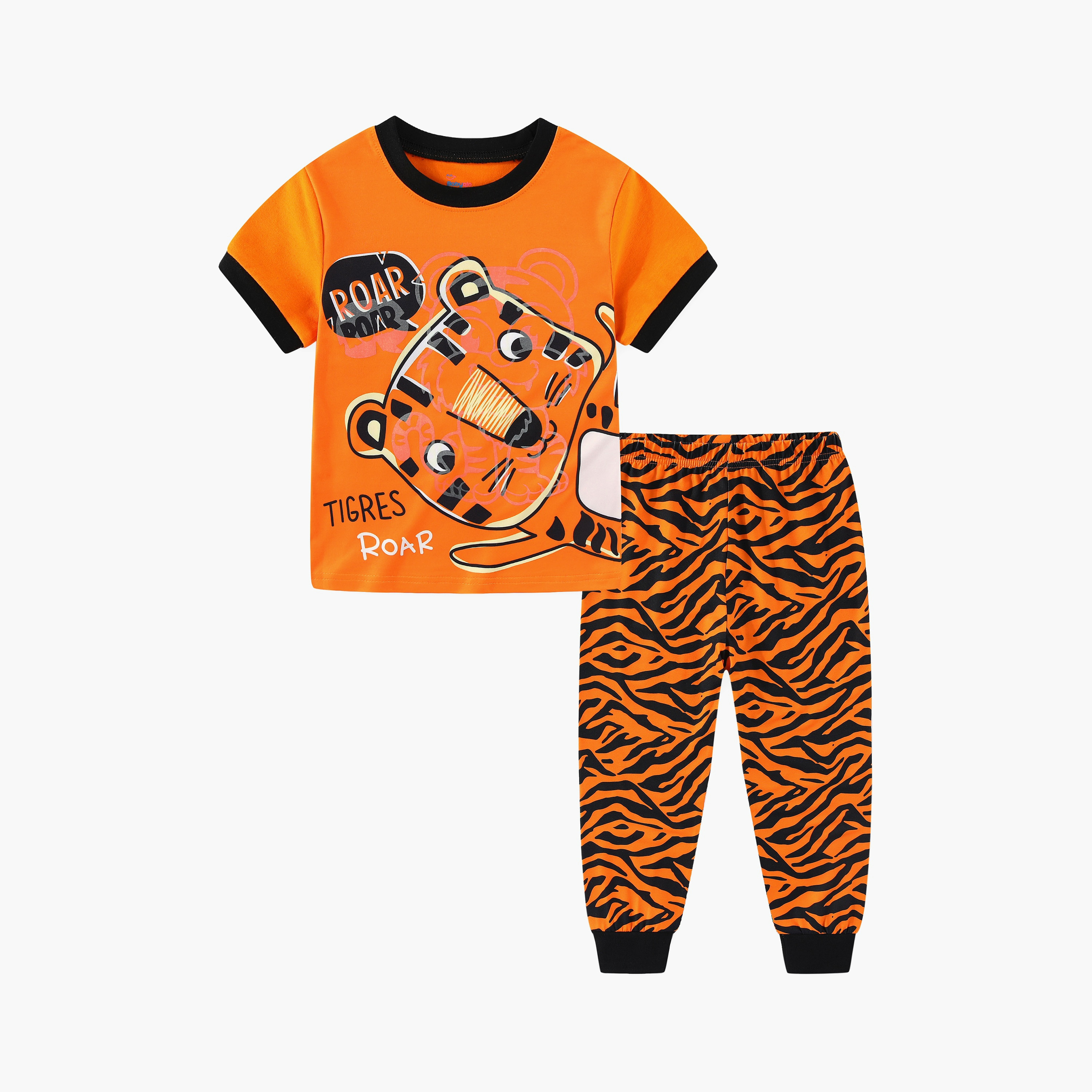تي شيرت بطبعة رورينج تايجر جانجل أدفنتشر متوهجة في الظلام مع بنطال ركض من بيبيكلو-boys-clothing-nightwear-image-6