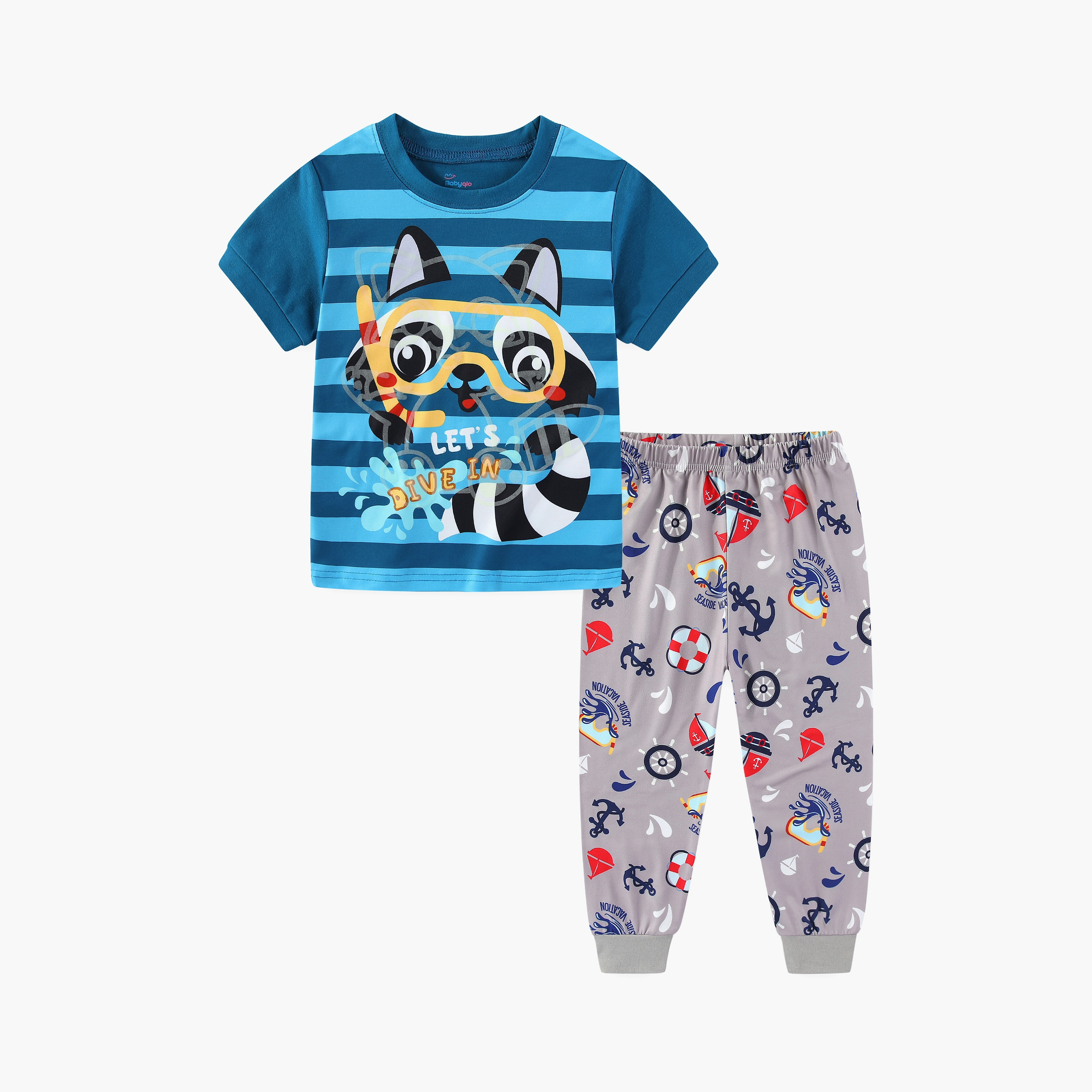 تي شيرت بطبعة سنوركل راكوون أوشين دايف فان متوهجة في الظلام مع بنطال ركض من بيبيكلو-boys-clothing-nightwear-image-4