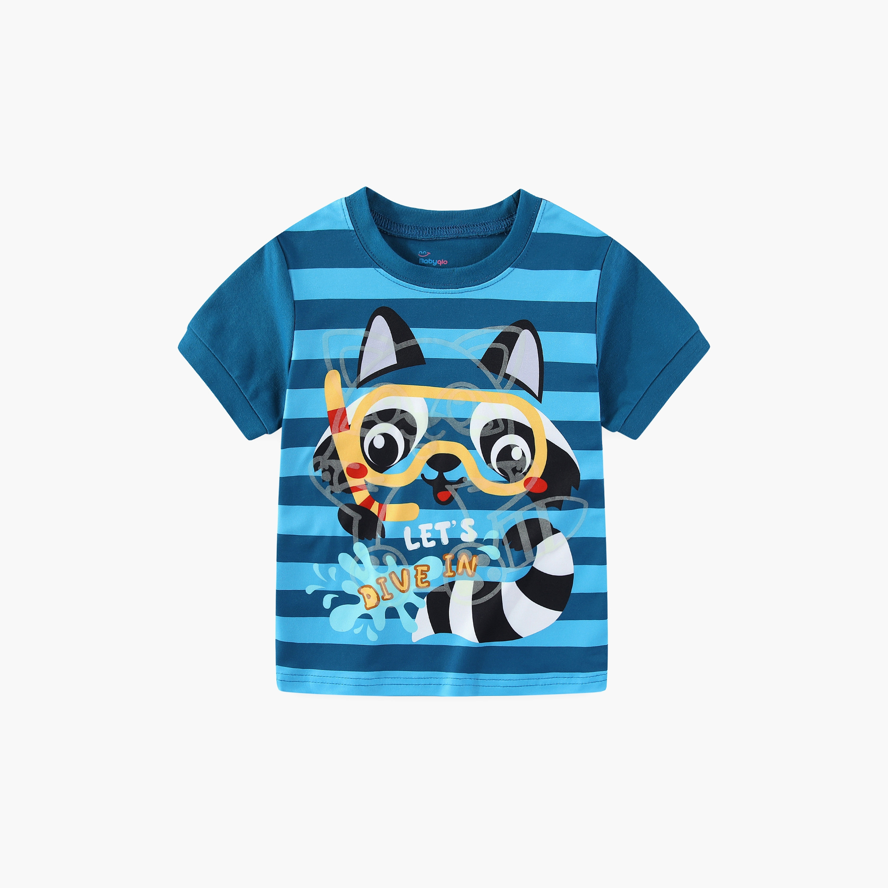 Babyqlo Snorkel Raccoon Ocean Dive Fun Printed Glow-in-the-Dark T-Shirt with Joggers-boys-clothing-nightwear-image-7