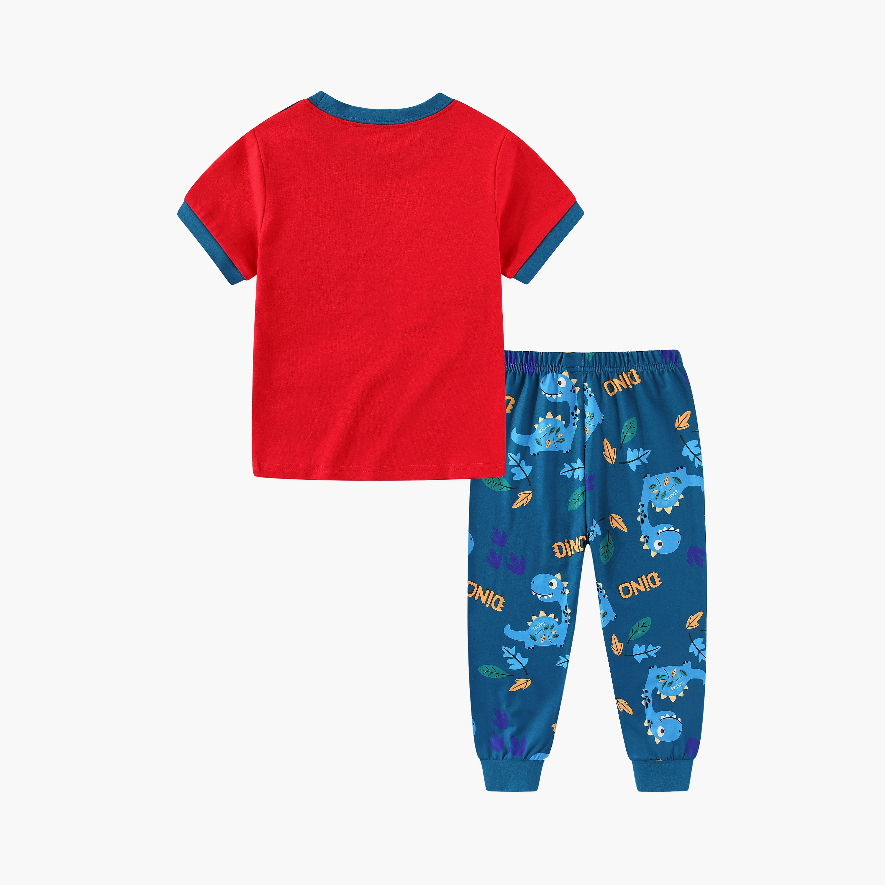 تي شيرت بطبعة ديناصور أزرق ليفي جانجل تريك متوهجة في الظلام مع بنطال ركض من بيبيكلو-boys-clothing-nightwear-image-3